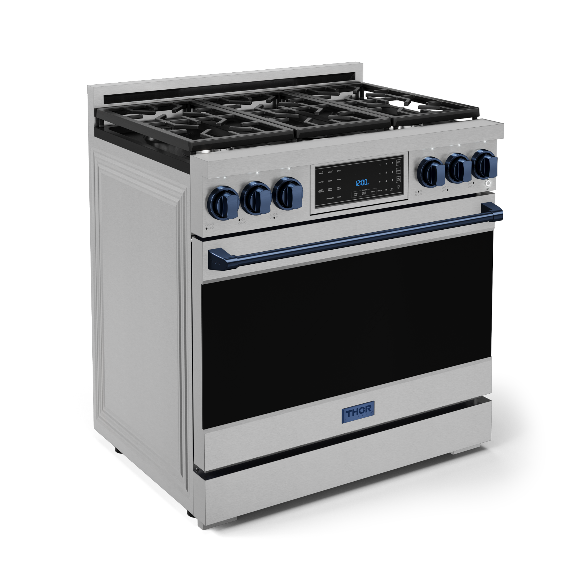 36 Inch Professional Gas Range with Tilt Panel Touch Control in Stainless Steel/Navy Blue| Gordon Ramsay Series