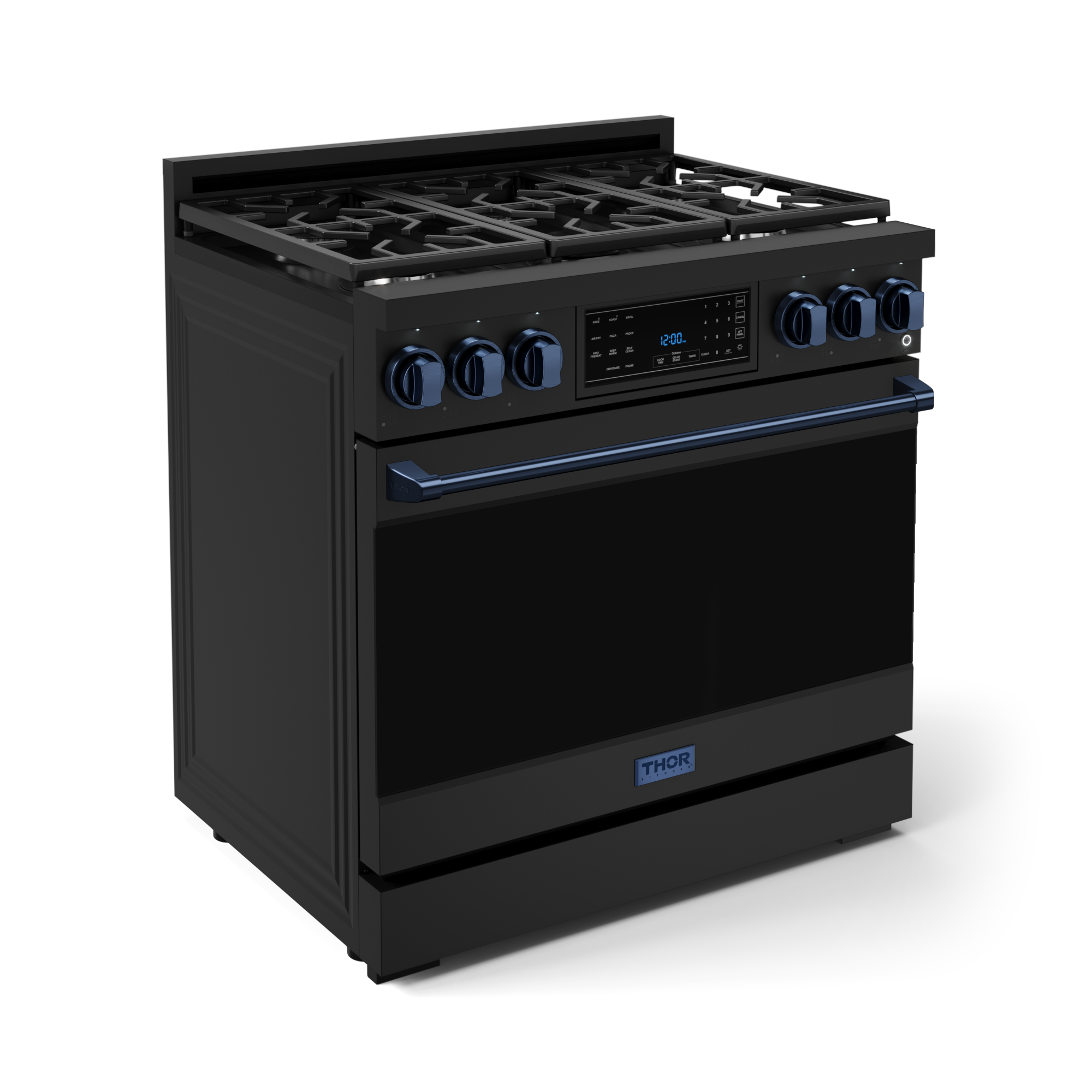 36 Inch Professional Gas Range with Tilt Panel Touch Control in Black/Navy Blue | Gordon Ramsay Series