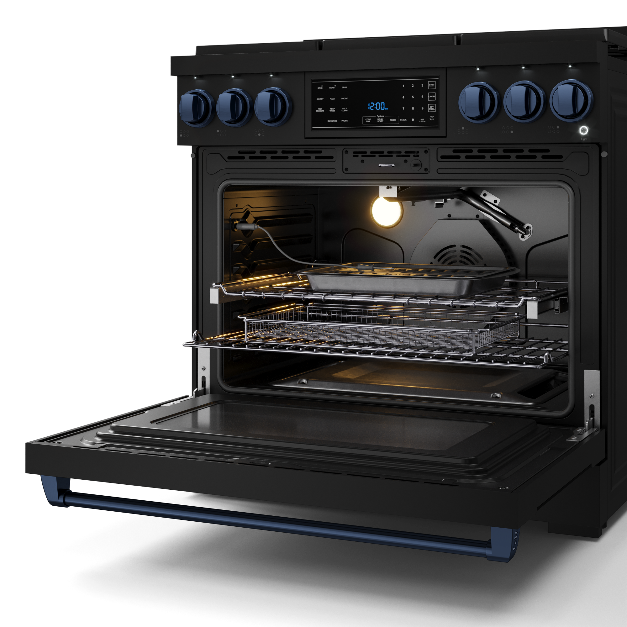 36 Inch Professional Gas Range with Tilt Panel Touch Control in Black/Navy Blue | Gordon Ramsay Series