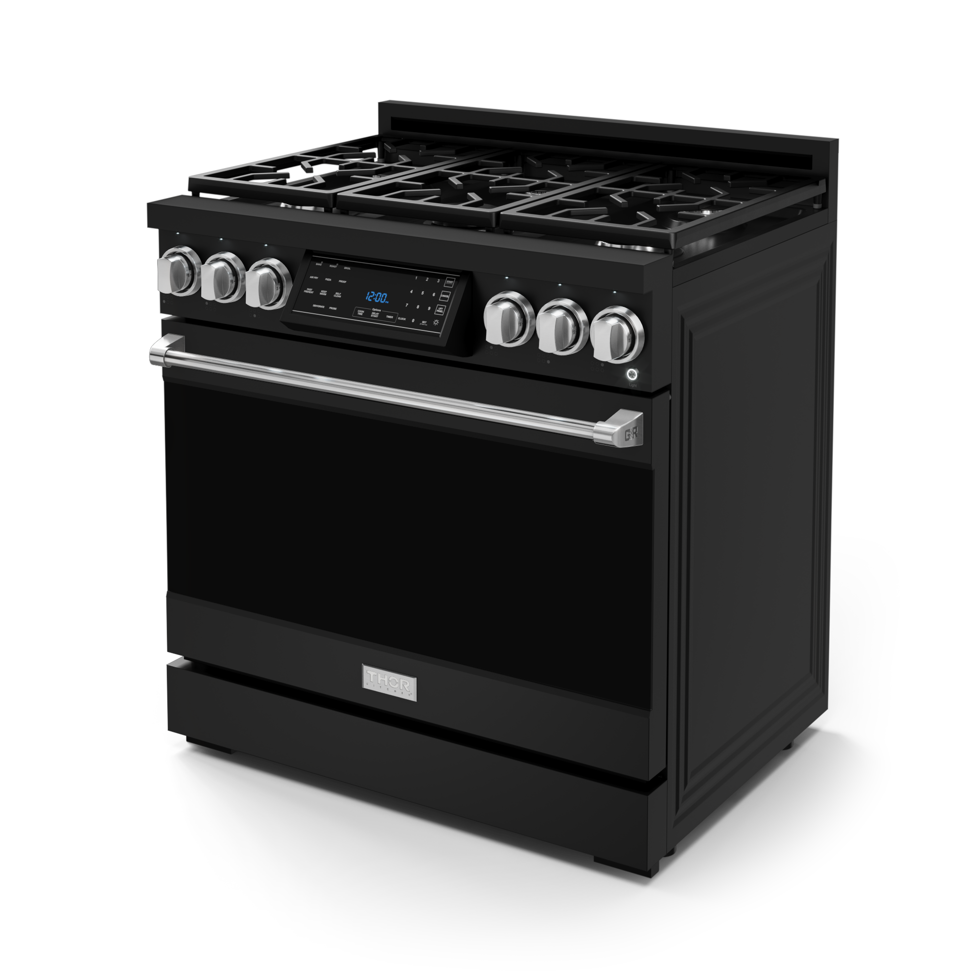 36 Inch Professional Gas Range with Tilt Panel Touch Control in Black/Stainless Steel | Gordon Ramsay Series