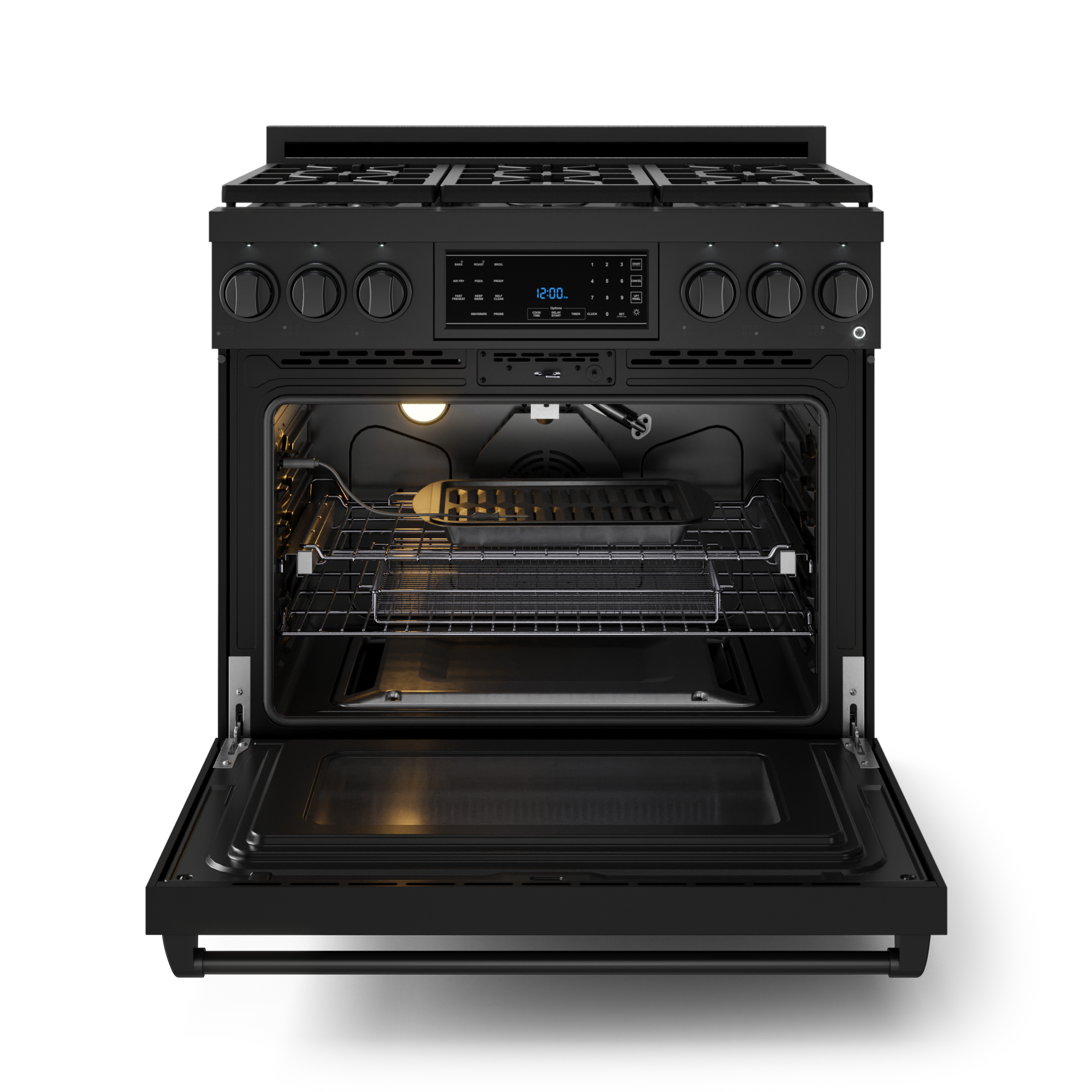 36 Inch Professional Gas Range with Tilt Panel Touch Control in Black | Gordon Ramsay Series
