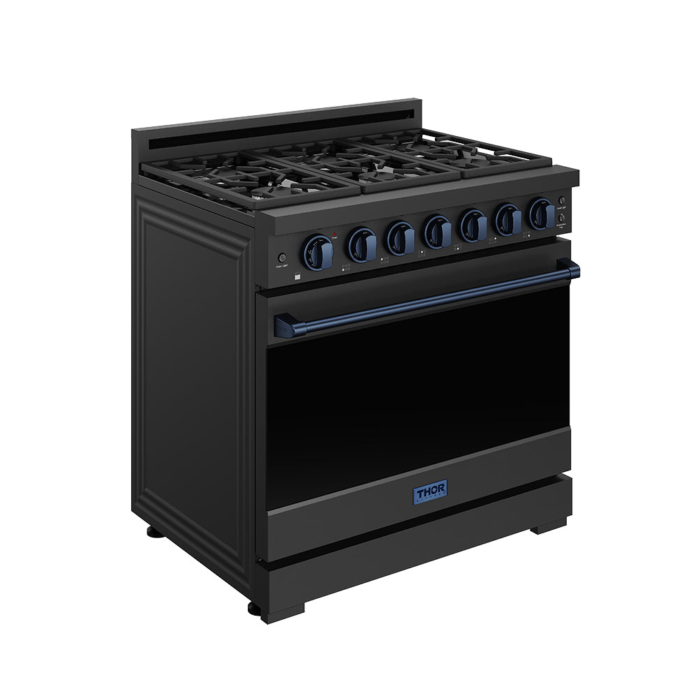 36 Inch Professional Gas Range with Precision Knob in Black and Blue | Gordon Ramsay Series