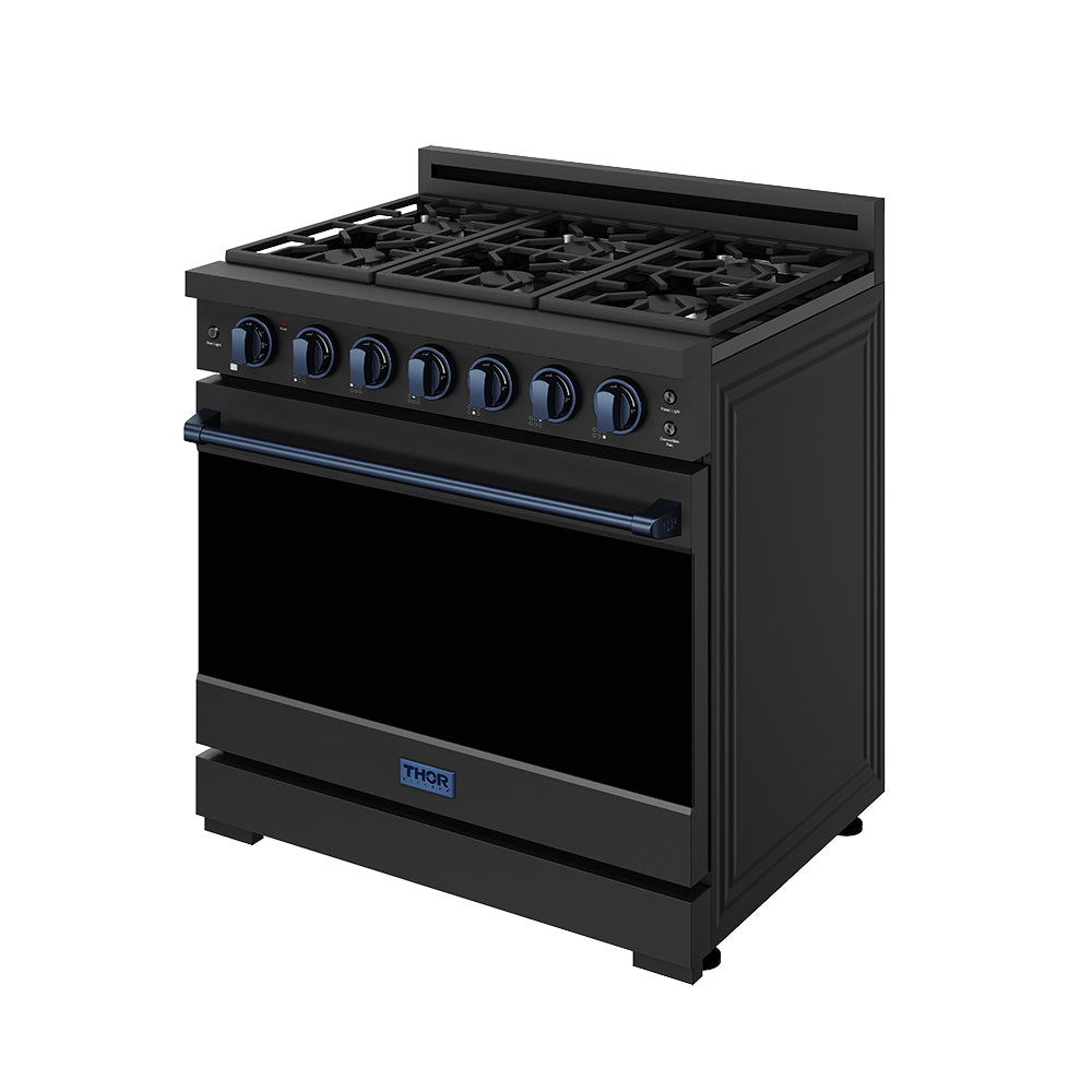 36 Inch Professional Gas Range with Precision Knob in Black and Blue | Gordon Ramsay Series