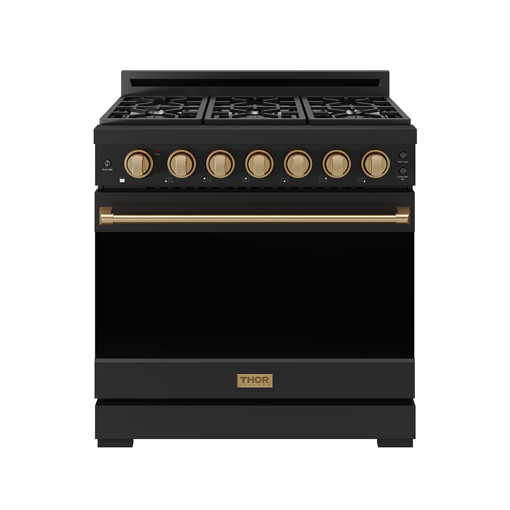 36 Inch Professional Gas Range with Precision Knob in Black and Bronze | Gordon Ramsay Series
