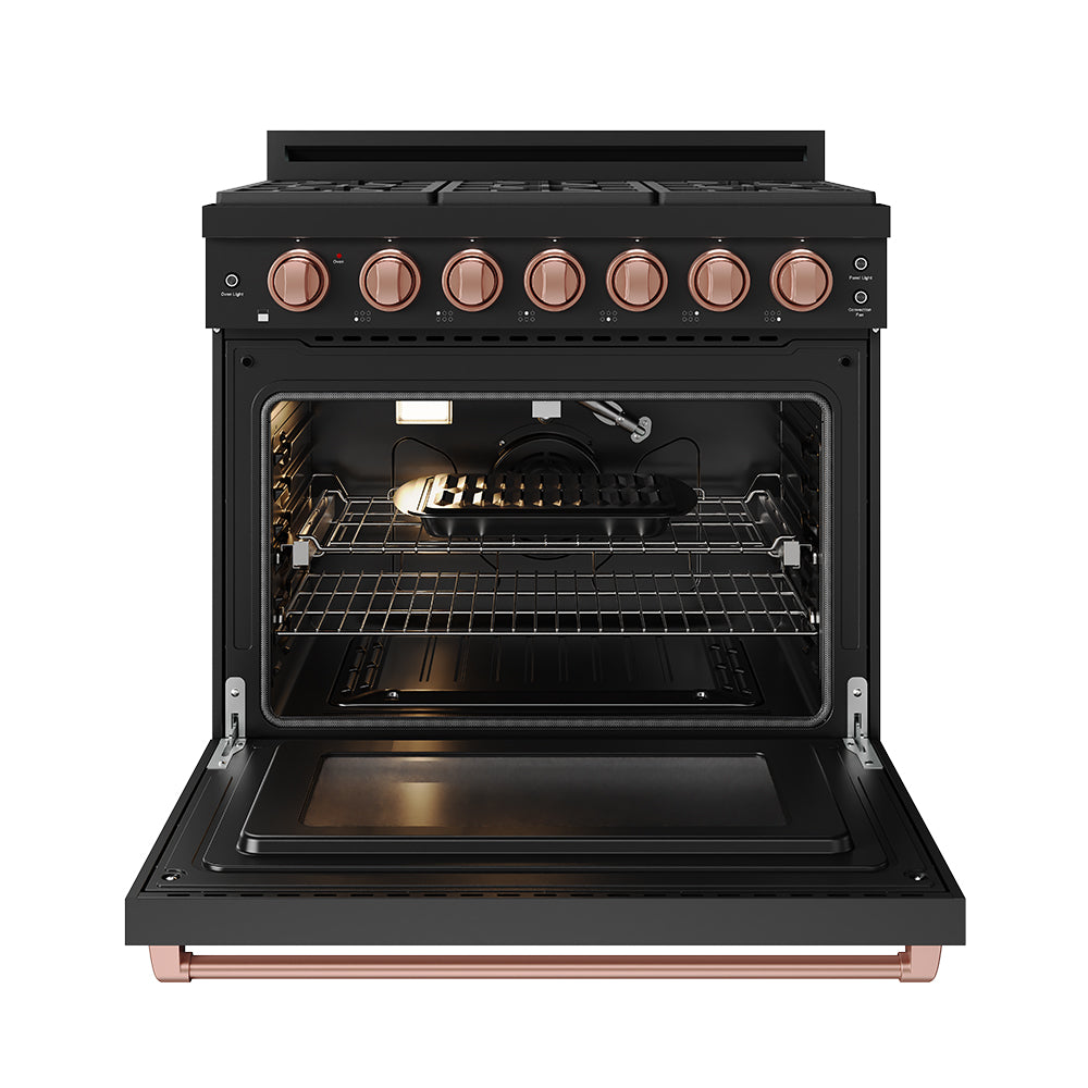 36 Inch Professional Liquid Propane Range with Precision Knob in Black and Rose Gold | Gordon Ramsay Series