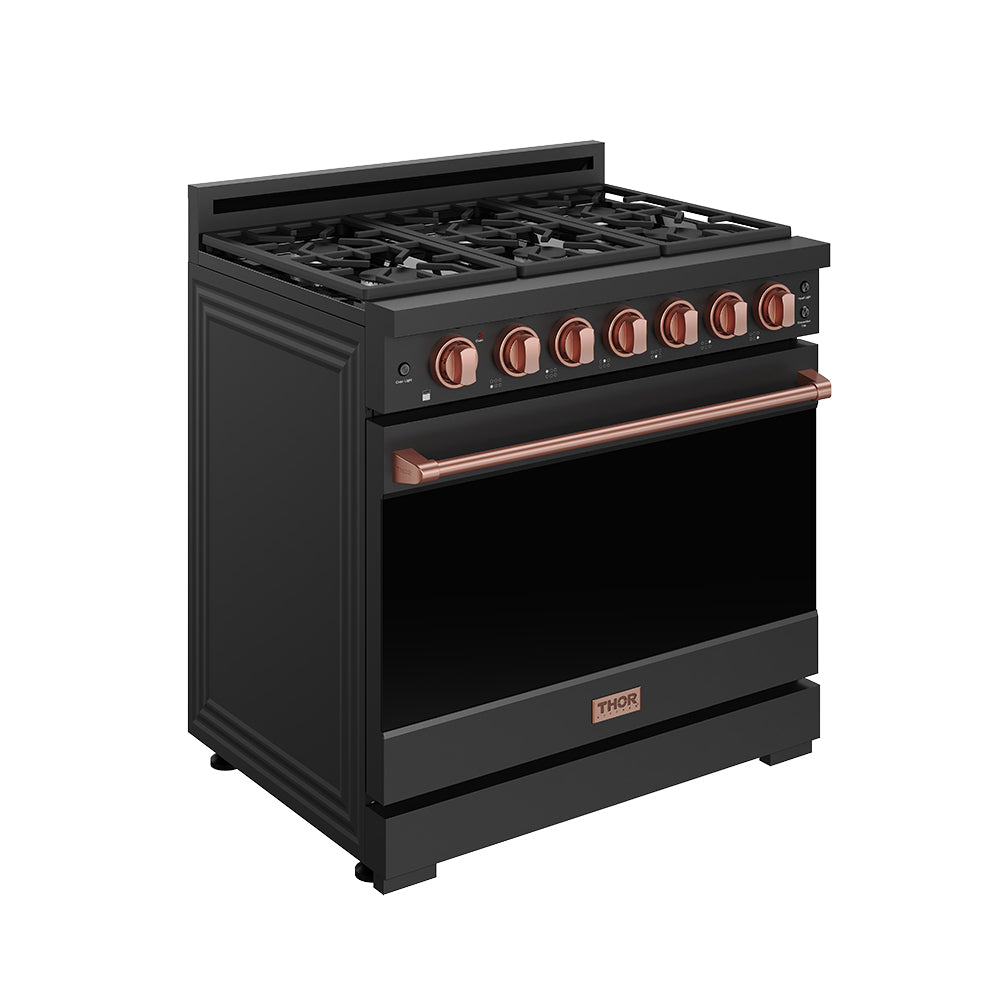 36 Inch Professional Liquid Propane Range with Precision Knob in Black and Rose Gold | Gordon Ramsay Series