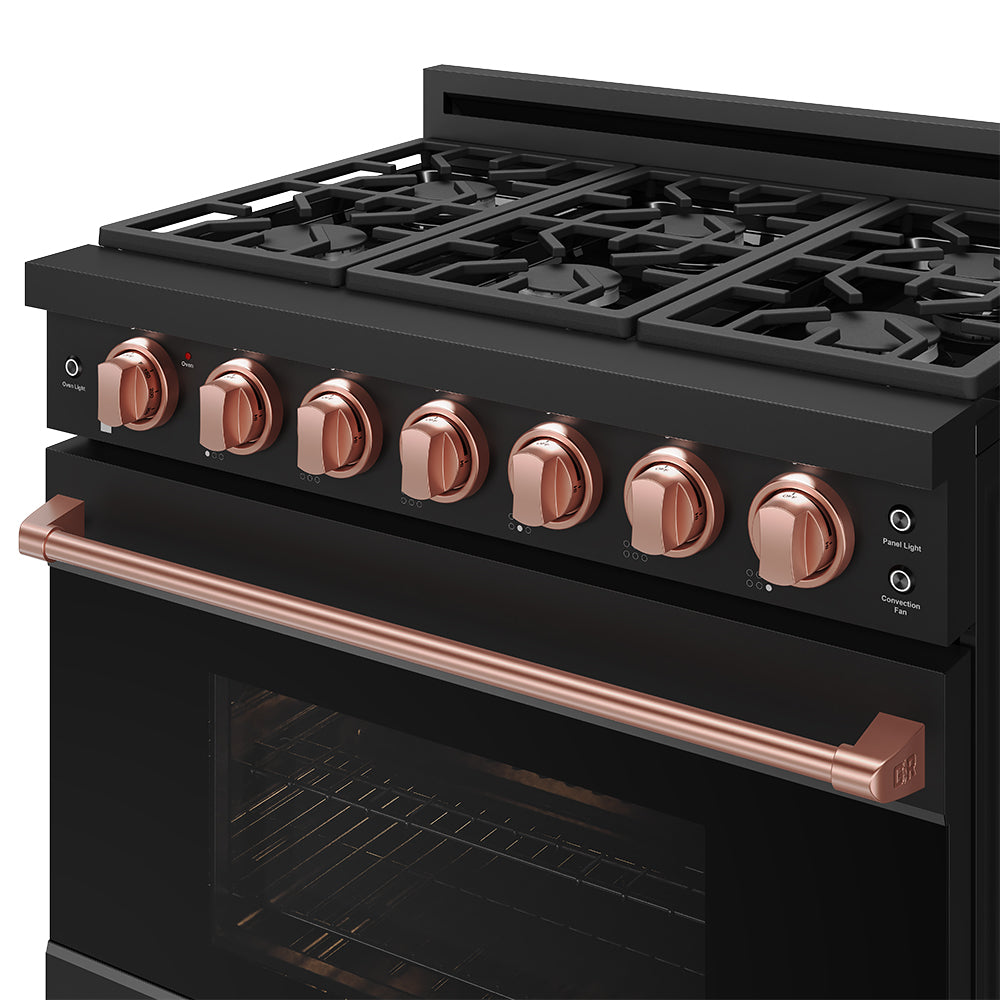 36 Inch Professional Liquid Propane Range with Precision Knob in Black and Rose Gold | Gordon Ramsay Series