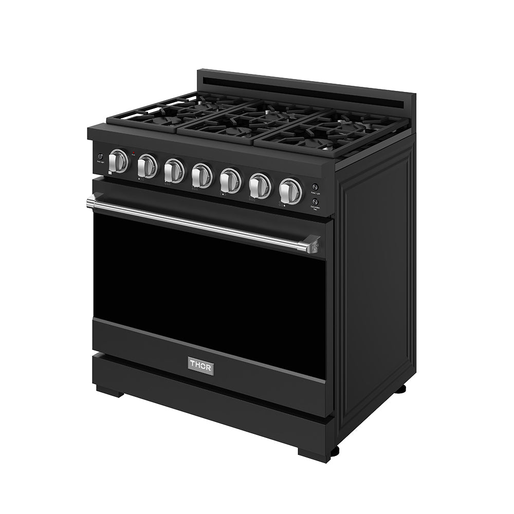 36 Inch Professional Gas Range with Precision Knob in Black and Stainless Steel | Gordon Ramsay Series