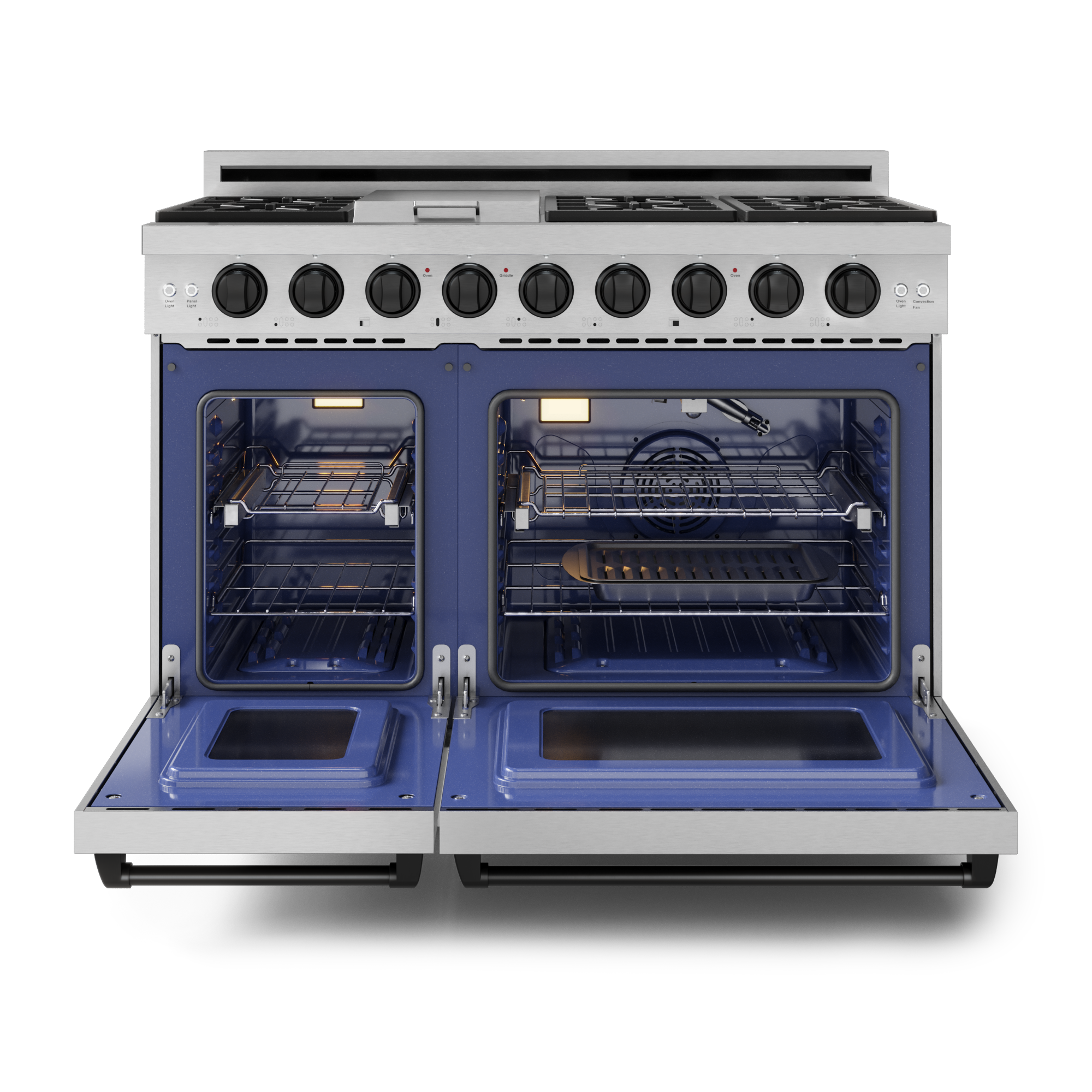 48 Inch Professional Gas Range with Pro-Style Knobs in Stainless Steel/Black | Gordon Ramsay Series