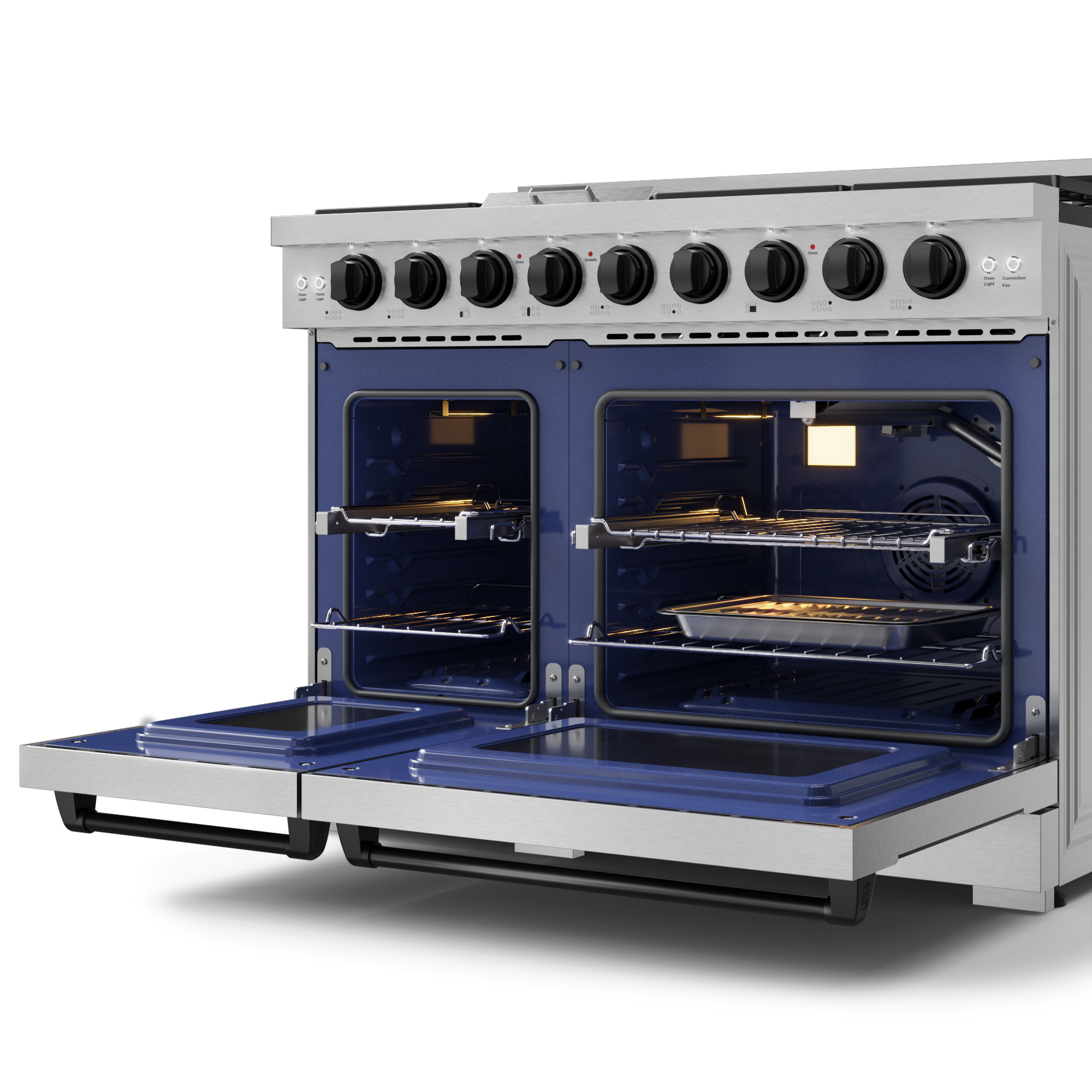 48 Inch Professional Gas Range with Pro-Style Knobs in Stainless Steel/Black | Gordon Ramsay Series