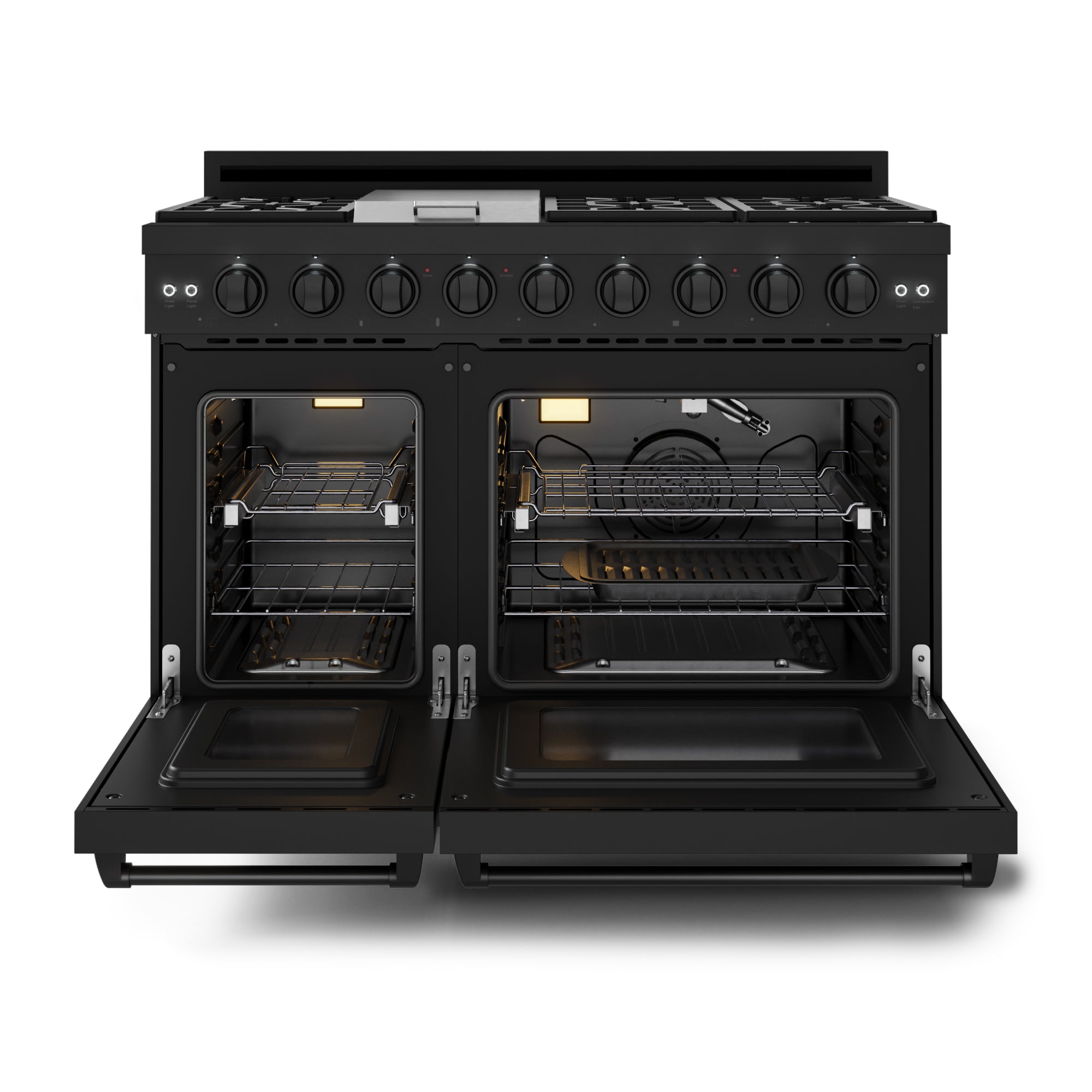 48 Inch Professional Gas Range with Pro-Style Knobs in Black | Gordon Ramsay Series
