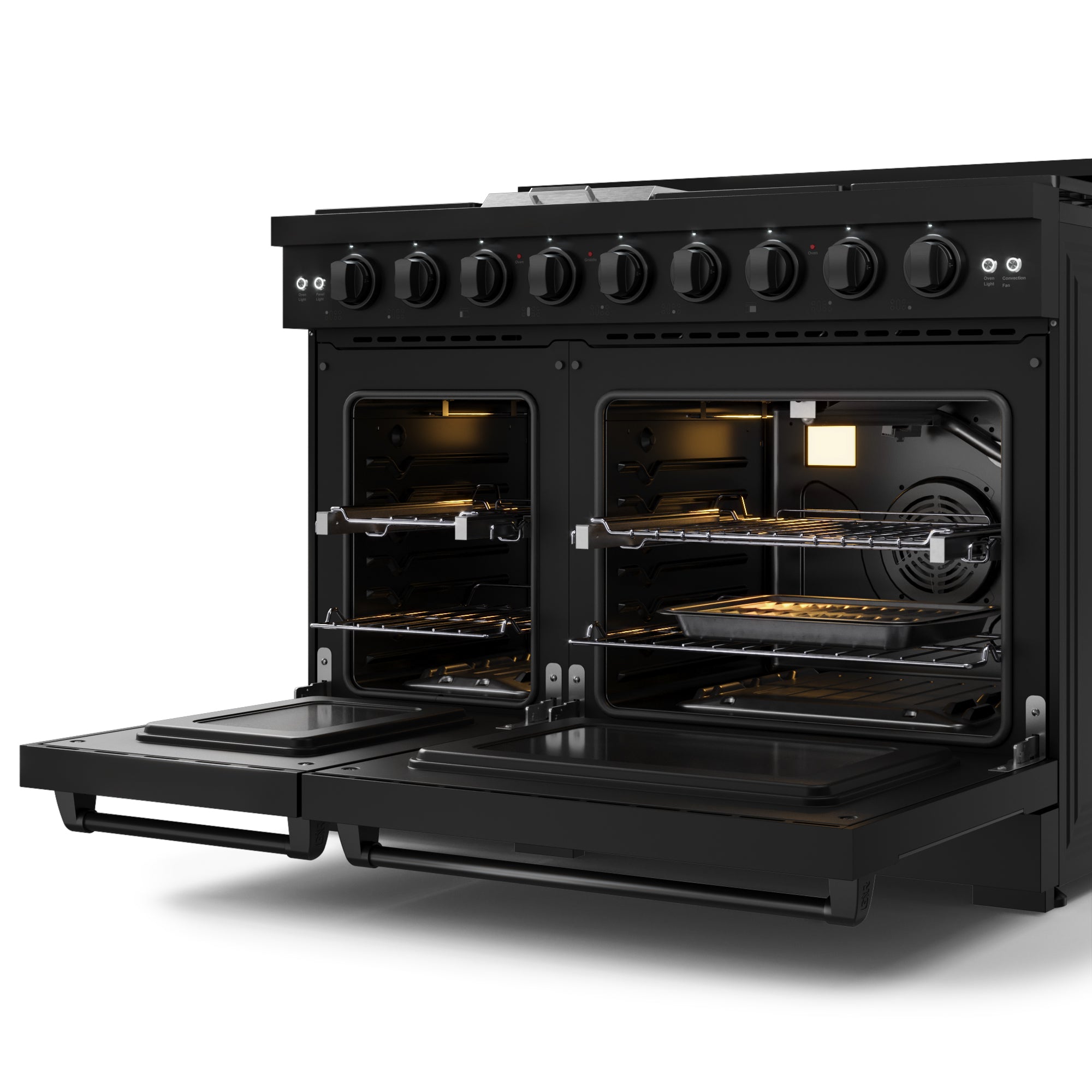 48 Inch Professional Gas Range with Pro-Style Knobs in Black | Gordon Ramsay Series
