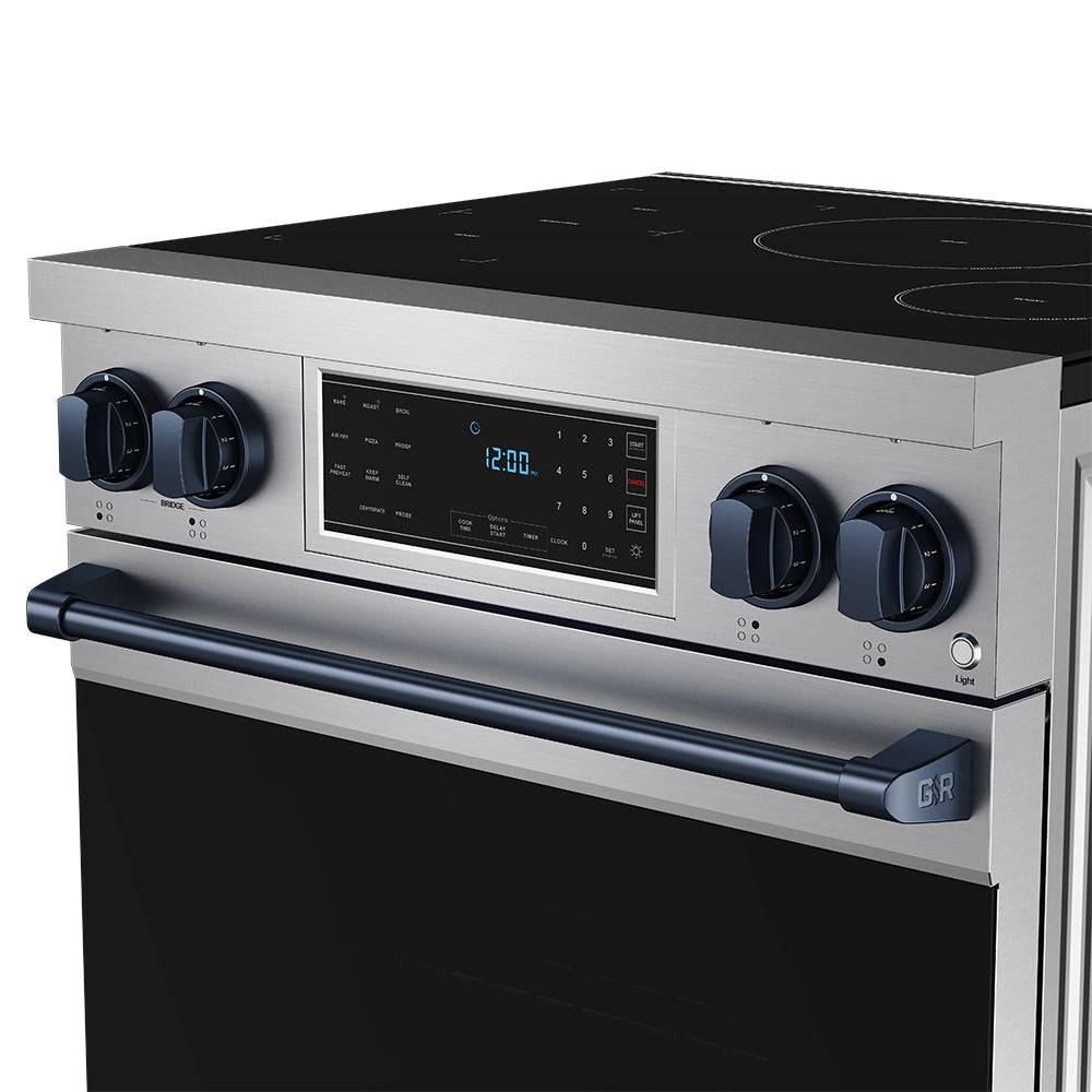 30 Inch Professional Induction Range with Tilt Panel Touch Control in Stainless Steel and Blue | Gordon Ramsay Series