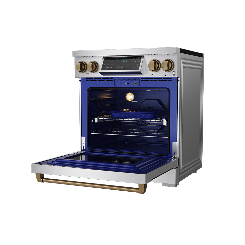 30 Inch Professional Induction Range with Tilt Panel Touch Control in Stainless Steel and Bronze | Gordon Ramsay Series