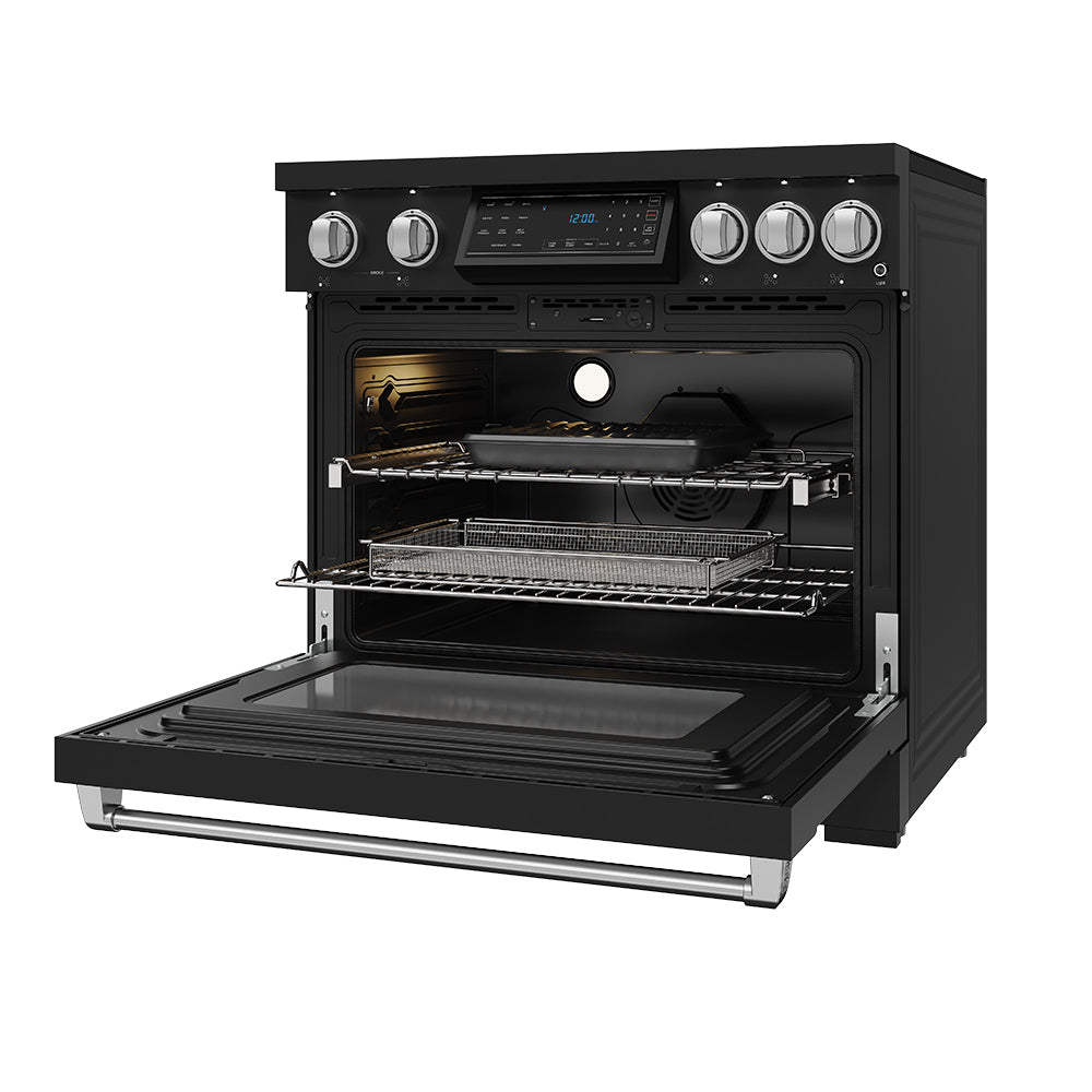 36 Inch Professional Induction Range with Tilt Panel Touch Control in Black and Stainless Steel | Gordon Ramsay Series