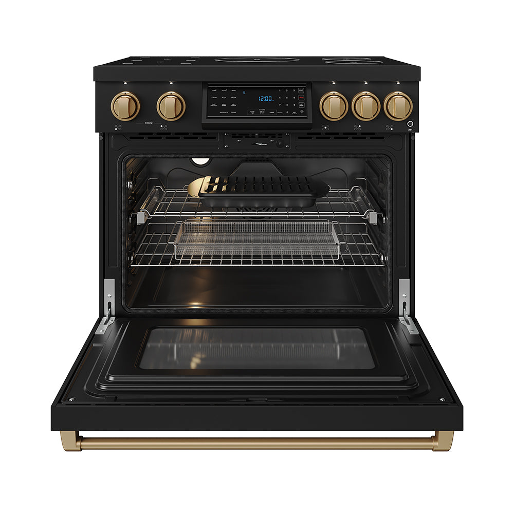 36 Inch Professional Induction Range with Tilt Panel Touch Control in Black and Bronze | Gordon Ramsay Series