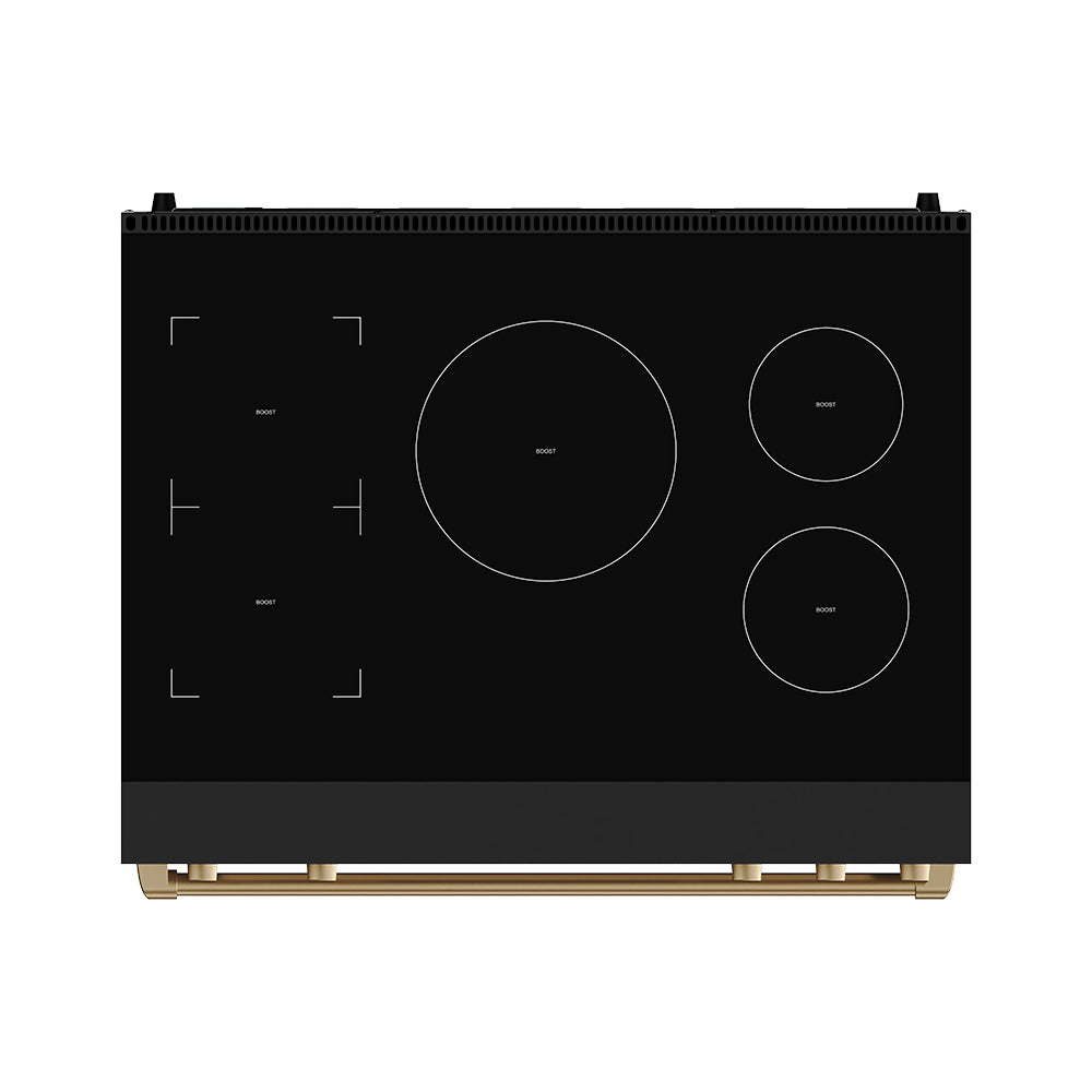 36 Inch Professional Induction Range with Tilt Panel Touch Control in Black and Bronze | Gordon Ramsay Series