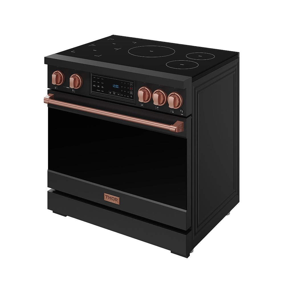 36 Inch Professional Induction Range with Tilt Panel Touch Control in Black and Rose Gold | Gordon Ramsay Series