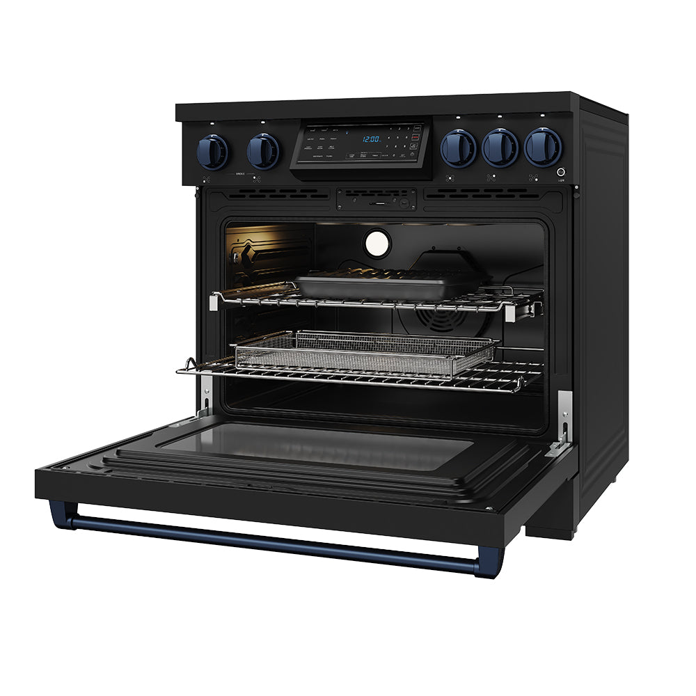 36 Inch Professional Induction Range with Tilt Panel Touch Control in Black and Blue | Gordon Ramsay Series
