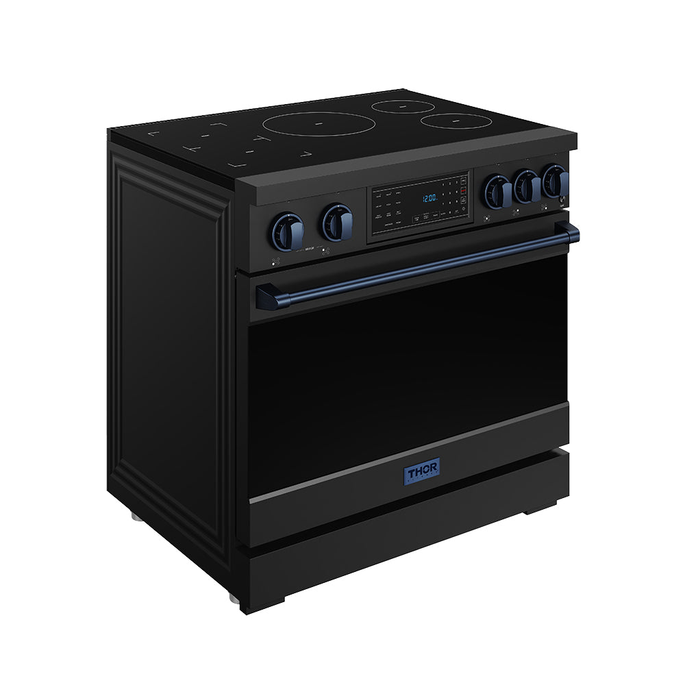 36 Inch Professional Induction Range with Tilt Panel Touch Control in Black and Blue | Gordon Ramsay Series