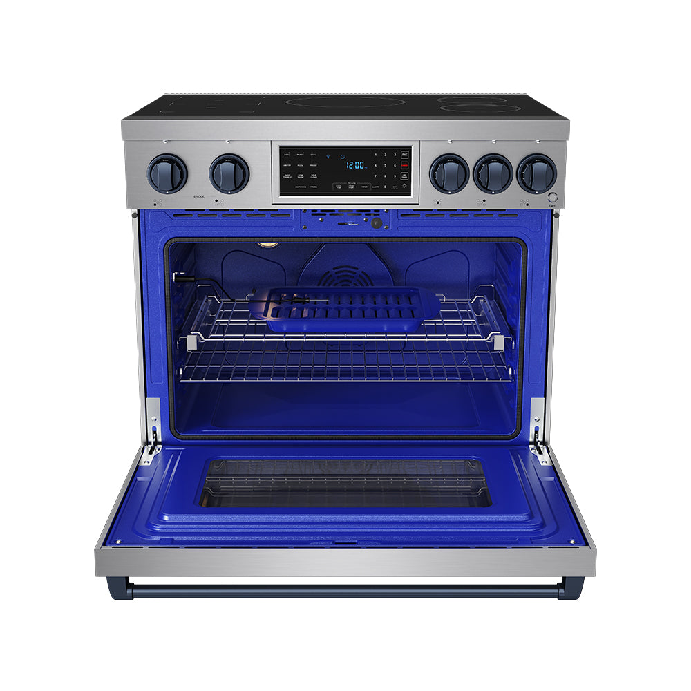 36 Inch Professional Induction Range with Tilt Panel Touch Control in Stainless Steel and Blue | Gordon Ramsay Series