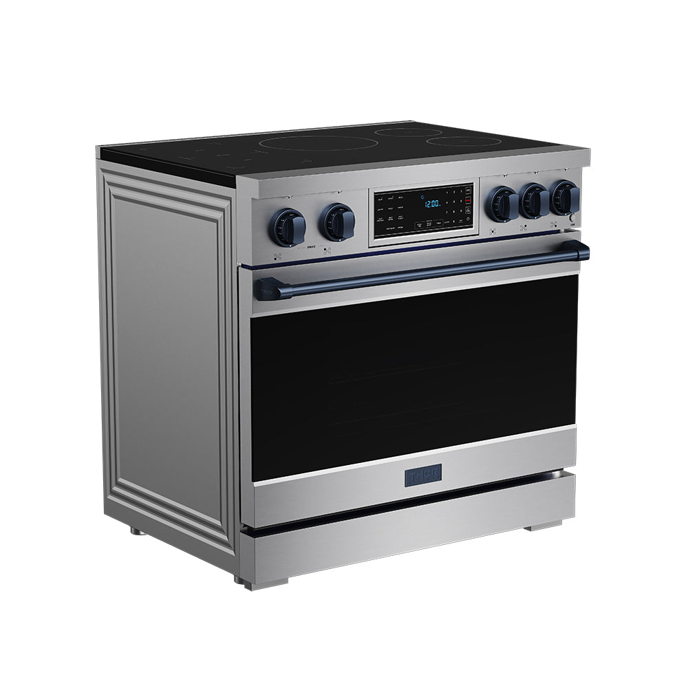 36 Inch Professional Induction Range with Tilt Panel Touch Control in Stainless Steel and Blue | Gordon Ramsay Series