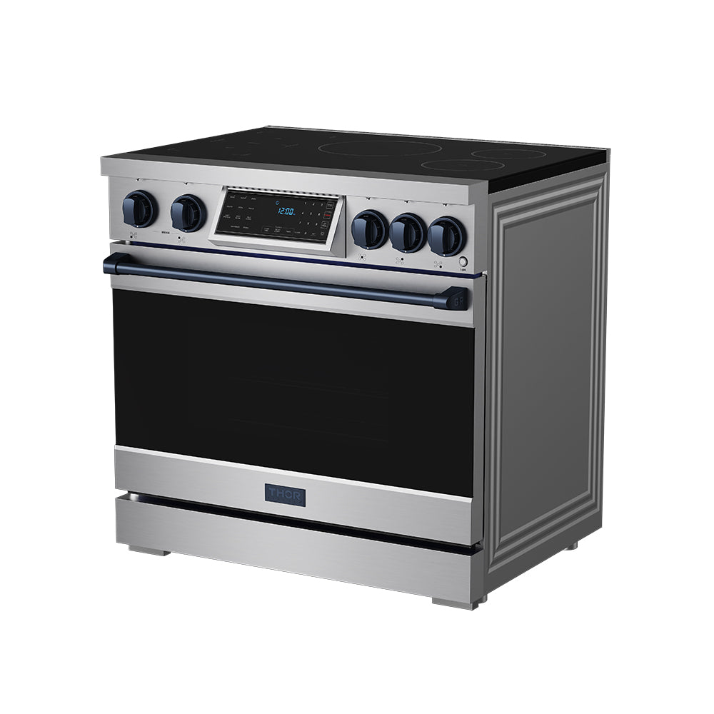 36 Inch Professional Induction Range with Tilt Panel Touch Control in Stainless Steel and Blue | Gordon Ramsay Series