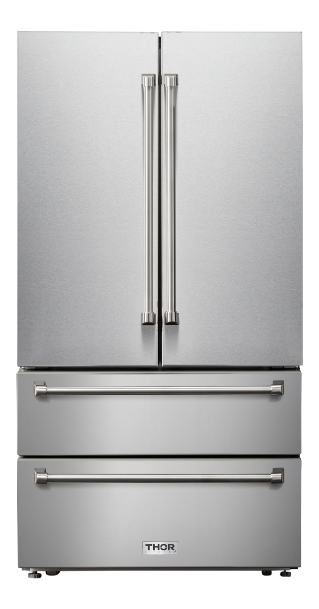 Thor Kitchen 36 Inch Professional French Door Refrigerator with Freezer Drawers - Model TRF3602-R (Renewed)