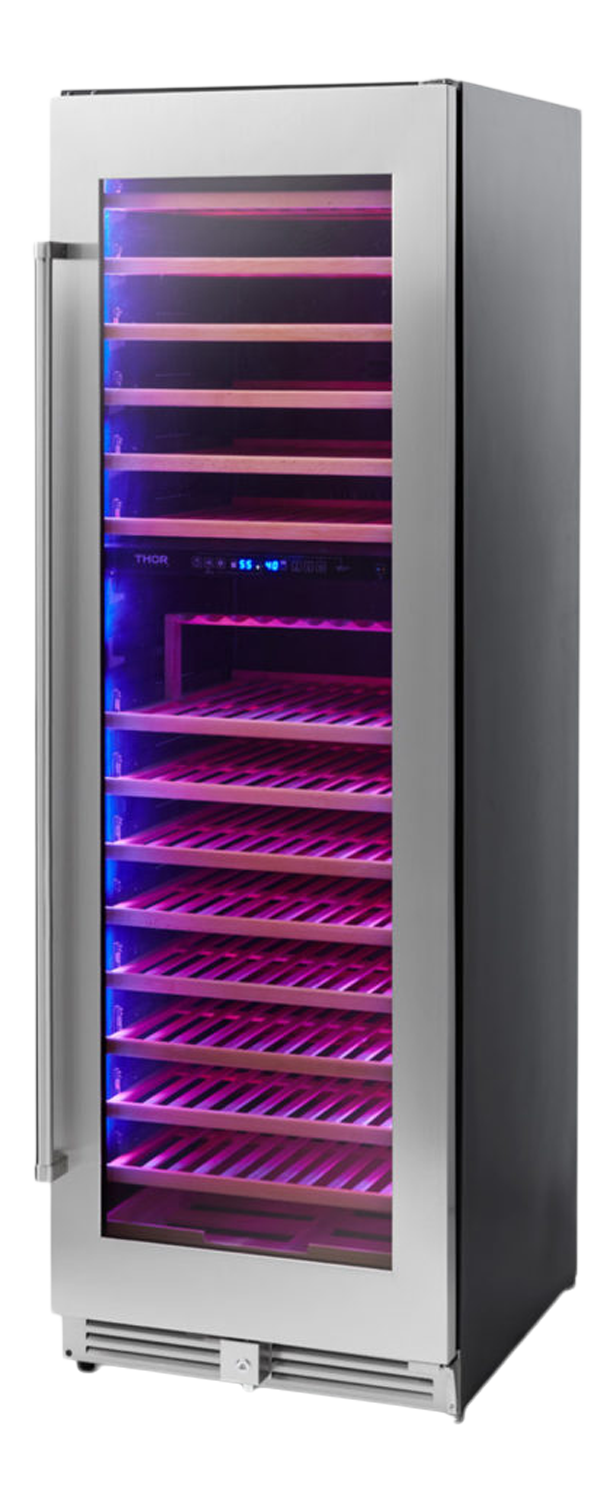 Thor Kitchen 24 Inch Dual Zone Wine Cooler, 162 Wine Bottle Capacity - Model TWC2403DI-R (Renewed)