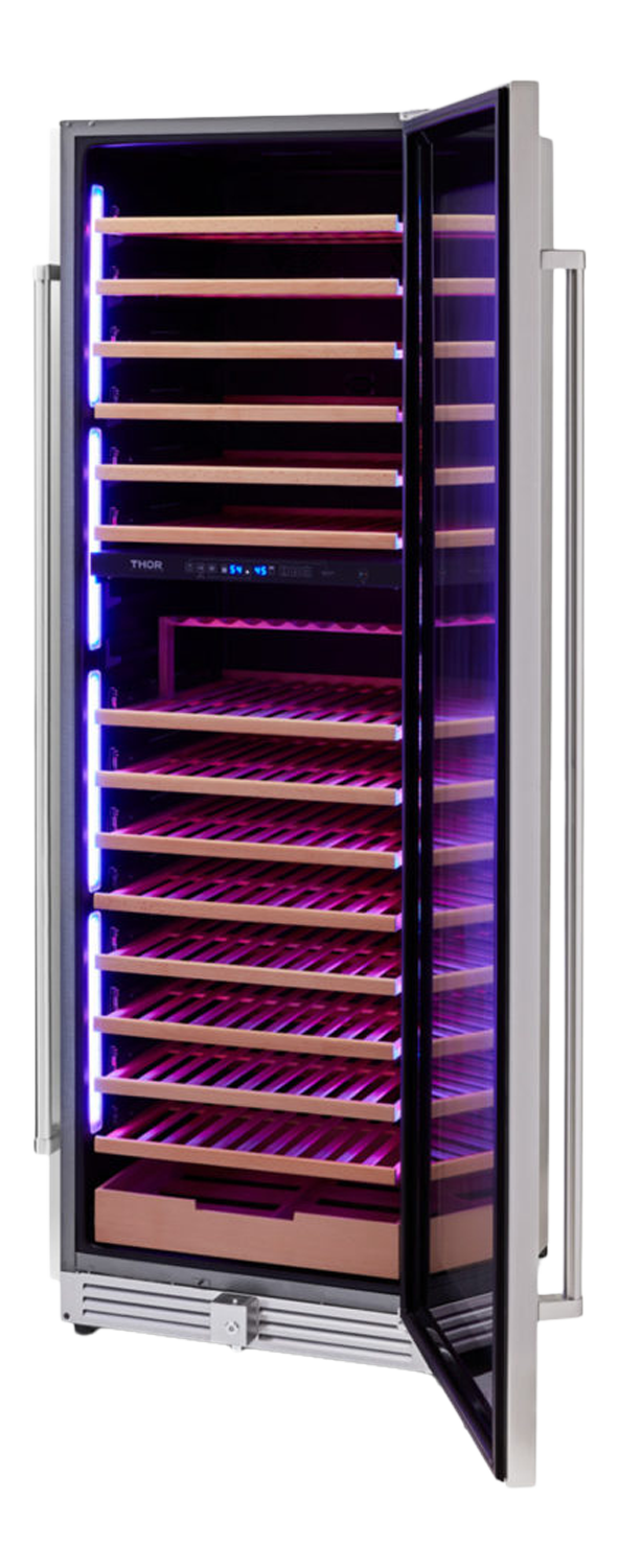 Thor Kitchen 24 Inch Dual Zone Wine Cooler, 162 Wine Bottle Capacity - Model TWC2403DI-R (Renewed)