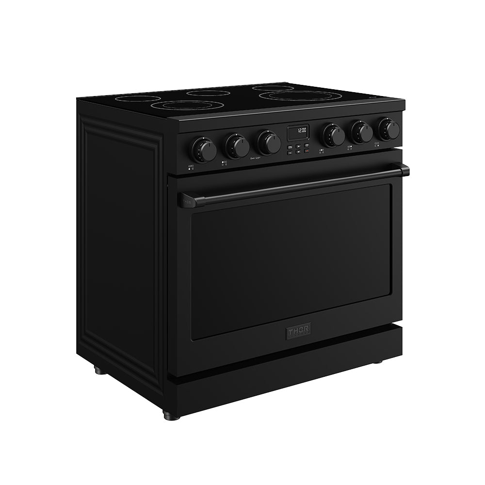 36 Inch Electric Range in Black - Contemporary Professional