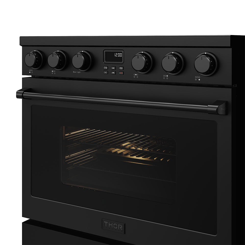 36 Inch Electric Range in Black - Contemporary Professional