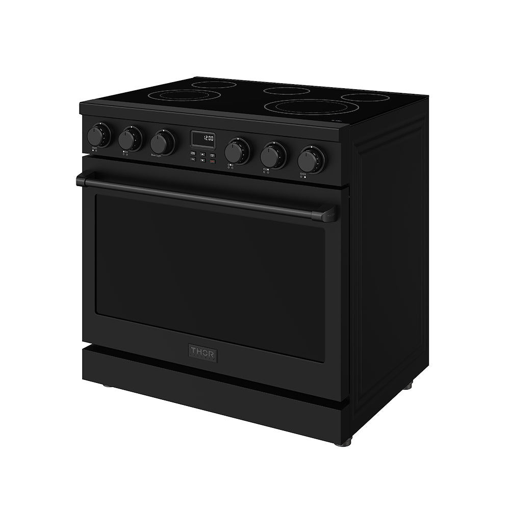 36 Inch Electric Range in Black - Contemporary Professional