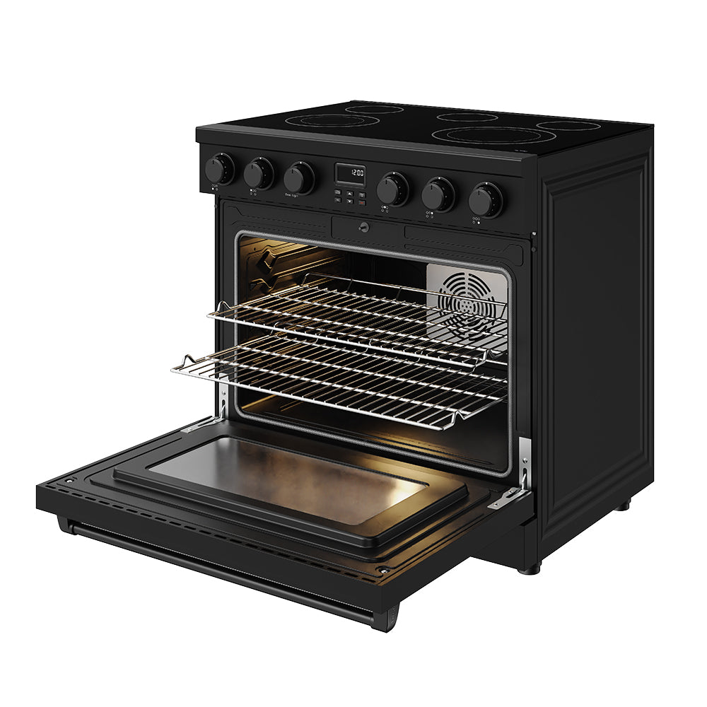 36 Inch Electric Range in Black - Contemporary Professional