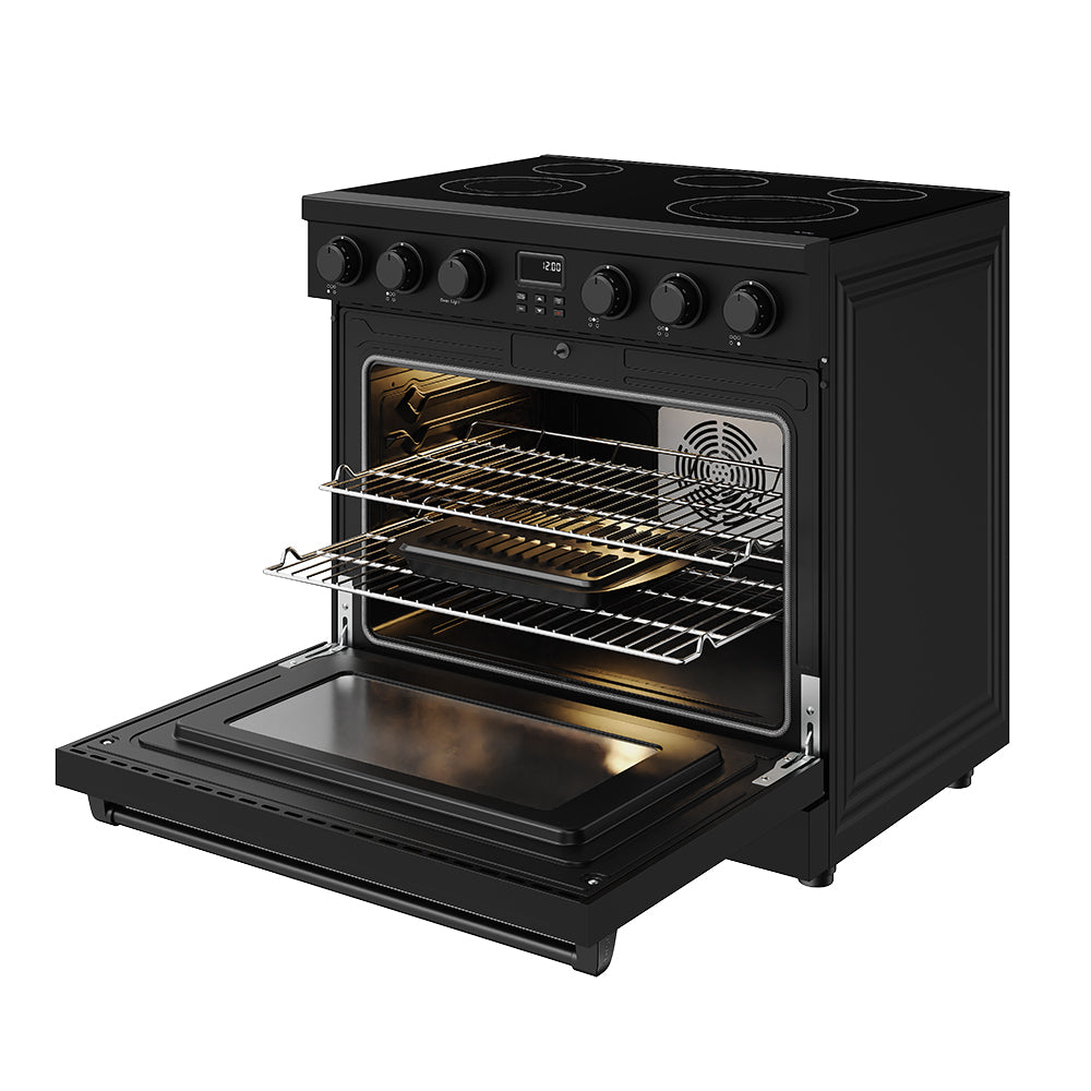 36 Inch Electric Range in Black - Contemporary Professional