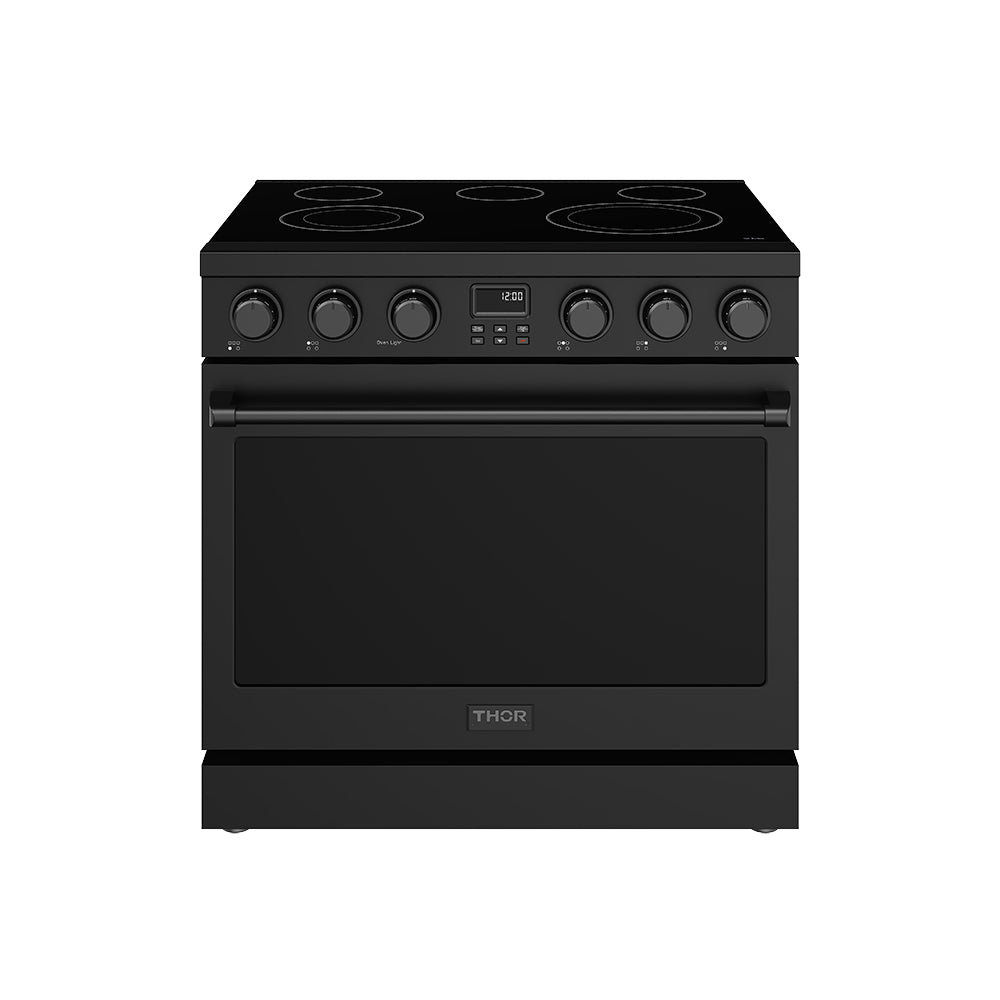 36 Inch Electric Range in Black - Contemporary Professional