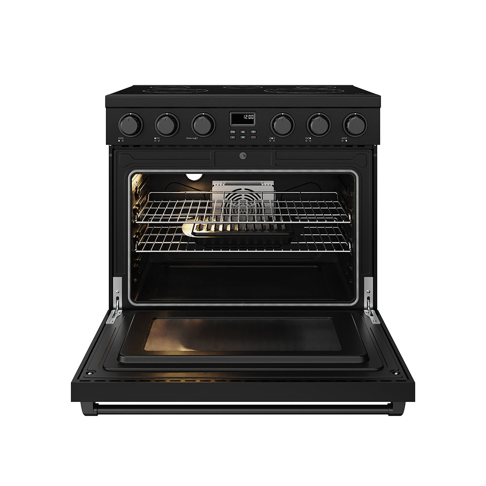 36 Inch Electric Range in Black - Contemporary Professional