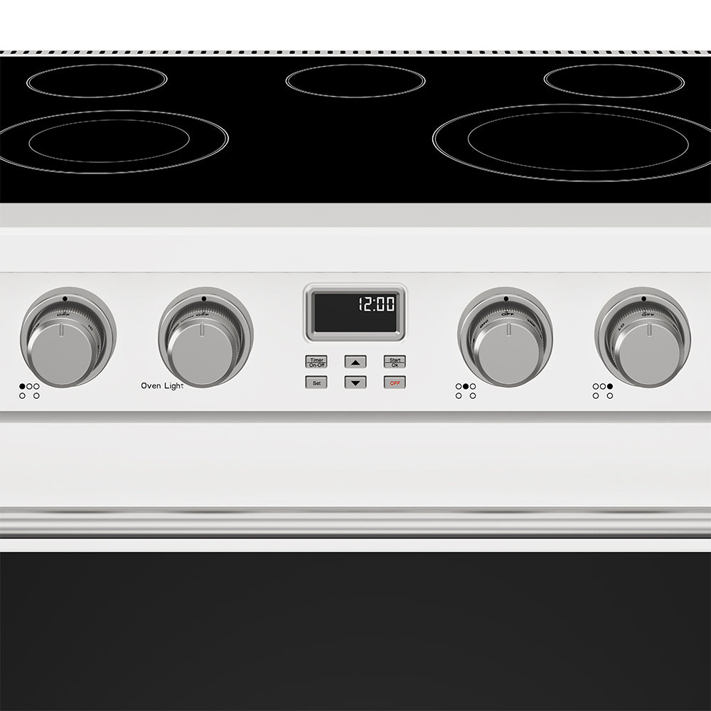 36 Inch Electric Range in White - Contemporary Professional