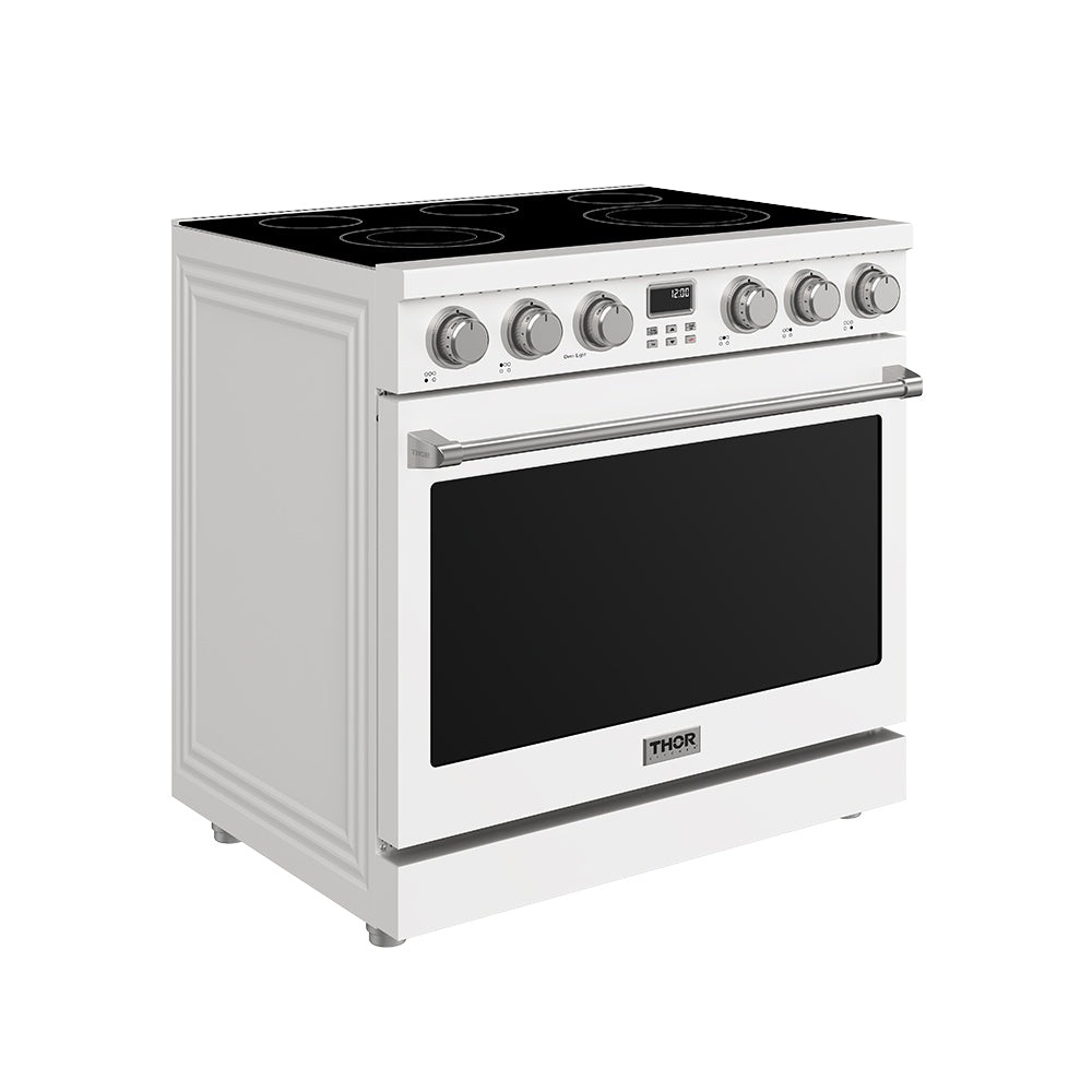 36 Inch Electric Range in White - Contemporary Professional