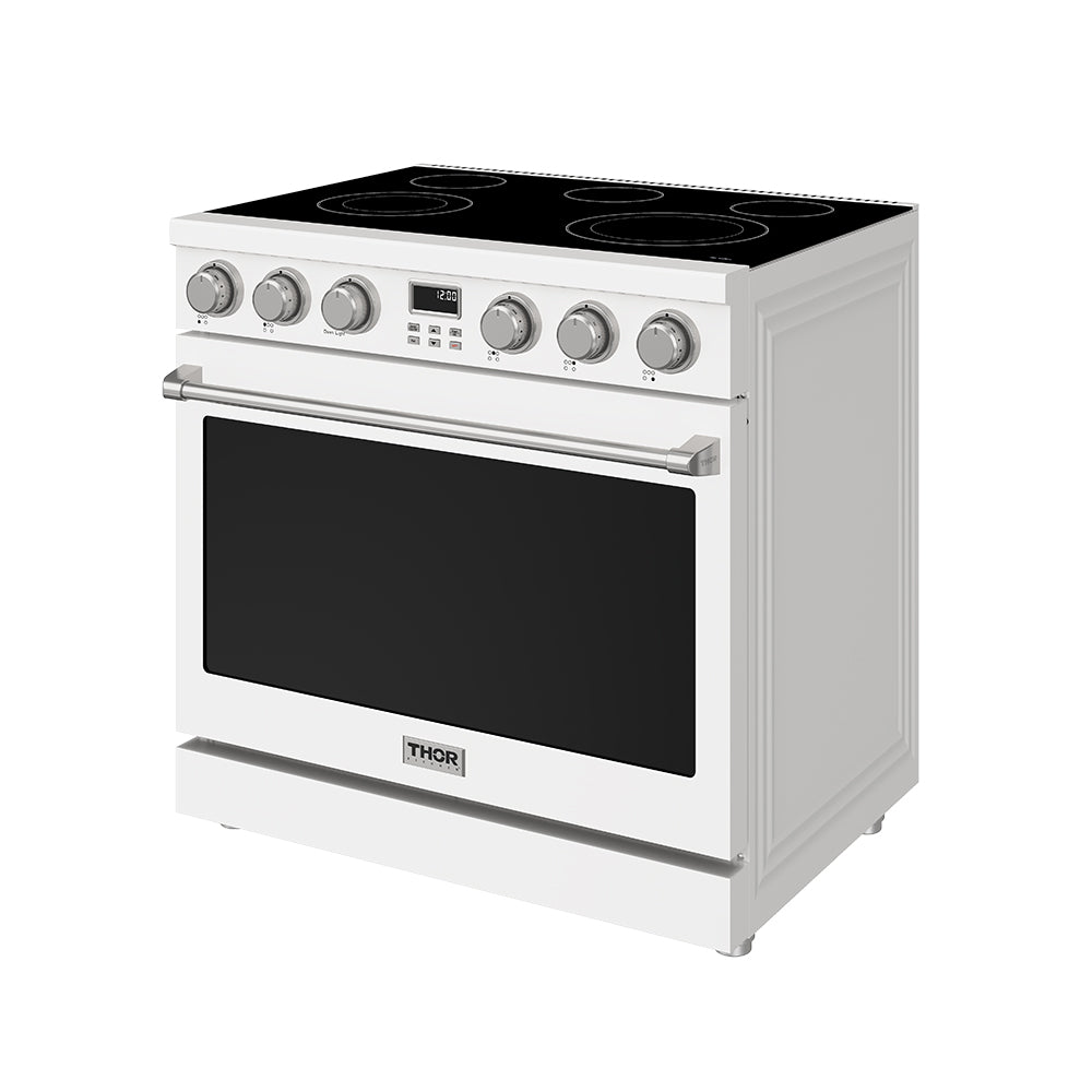 36 Inch Electric Range in White - Contemporary Professional