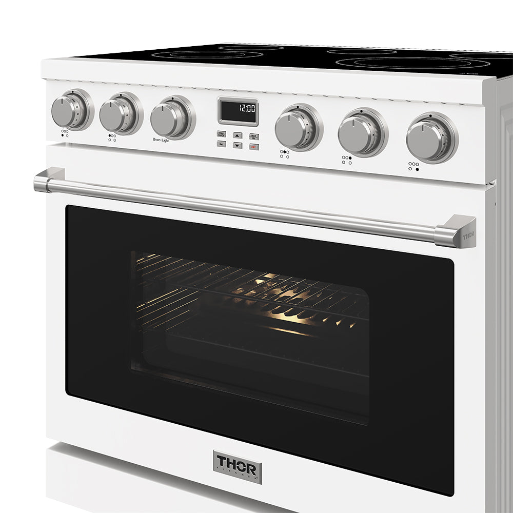 36 Inch Electric Range in White - Contemporary Professional