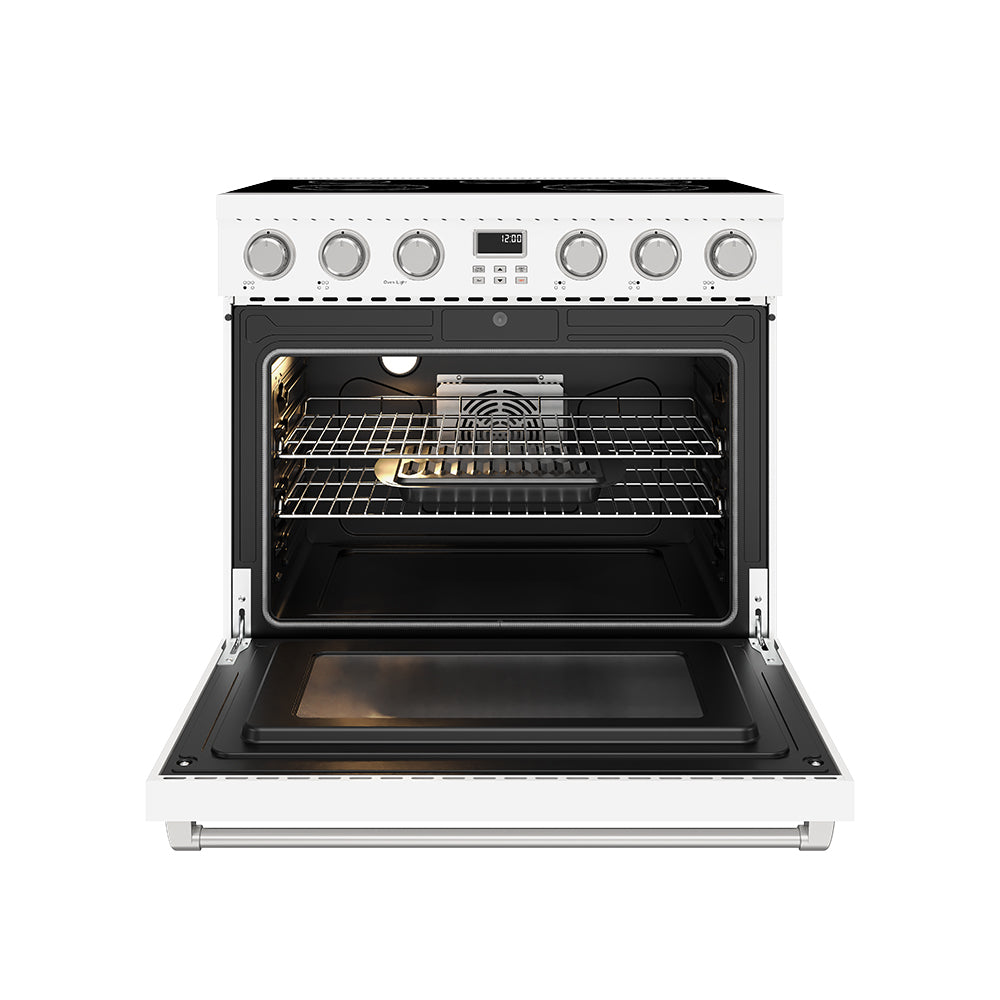 36 Inch Electric Range in White - Contemporary Professional