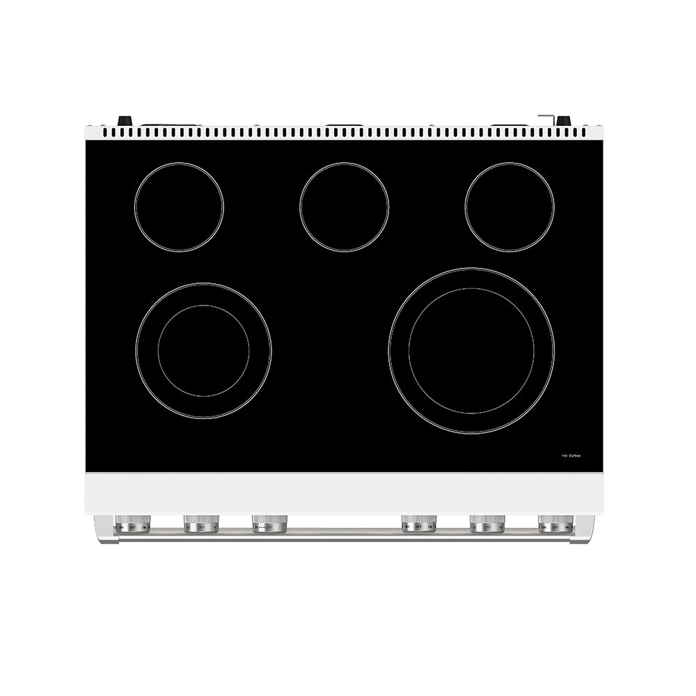 36 Inch Electric Range in White - Contemporary Professional