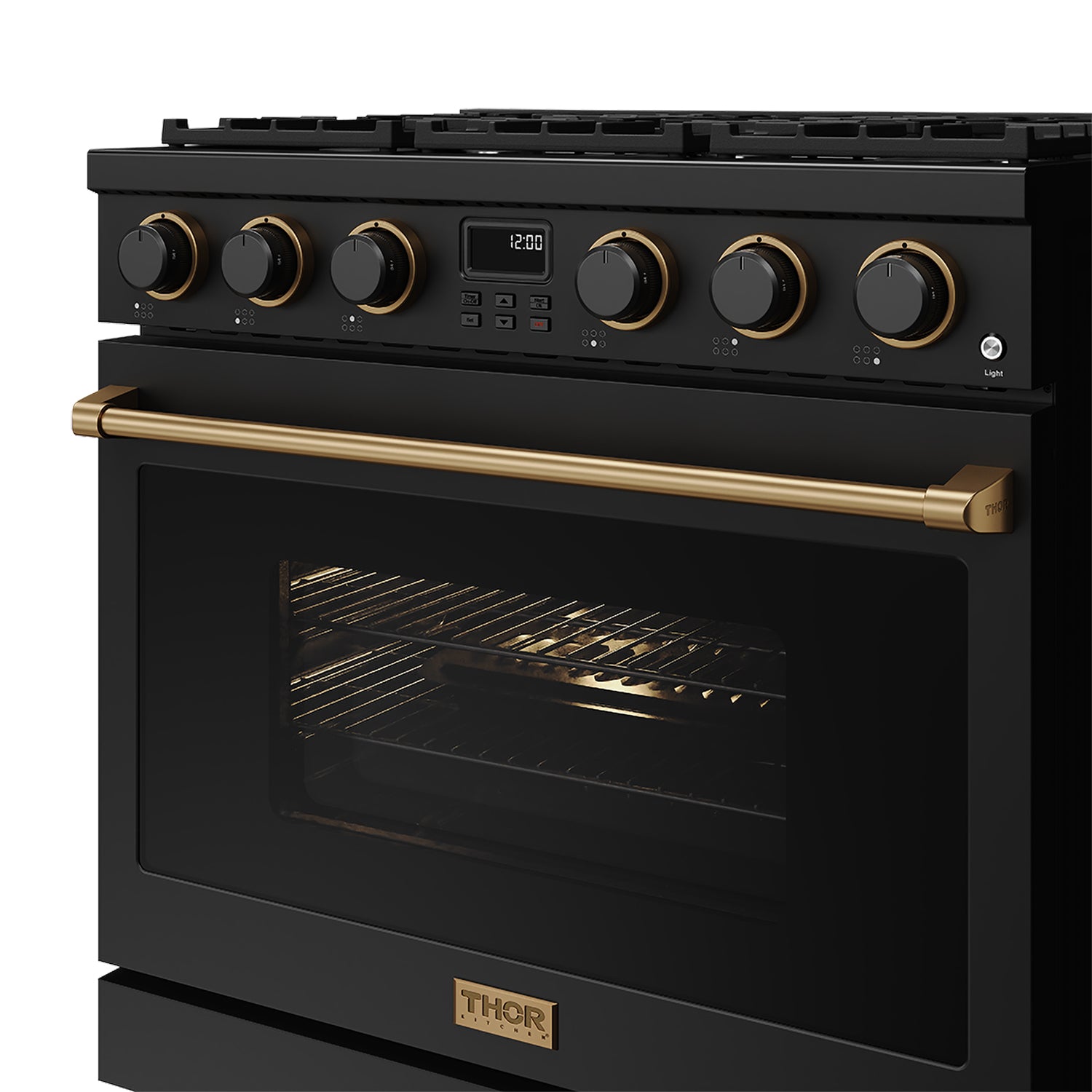 36 Inch Gas Range in Black and Bronze- Contemporary Professional