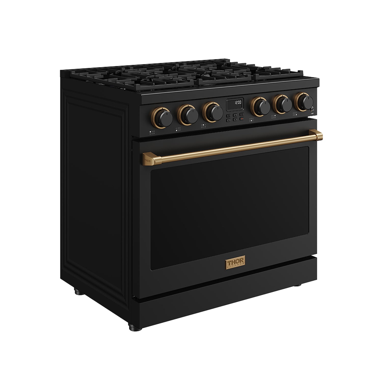 36 Inch Gas Range in Black and Bronze- Contemporary Professional