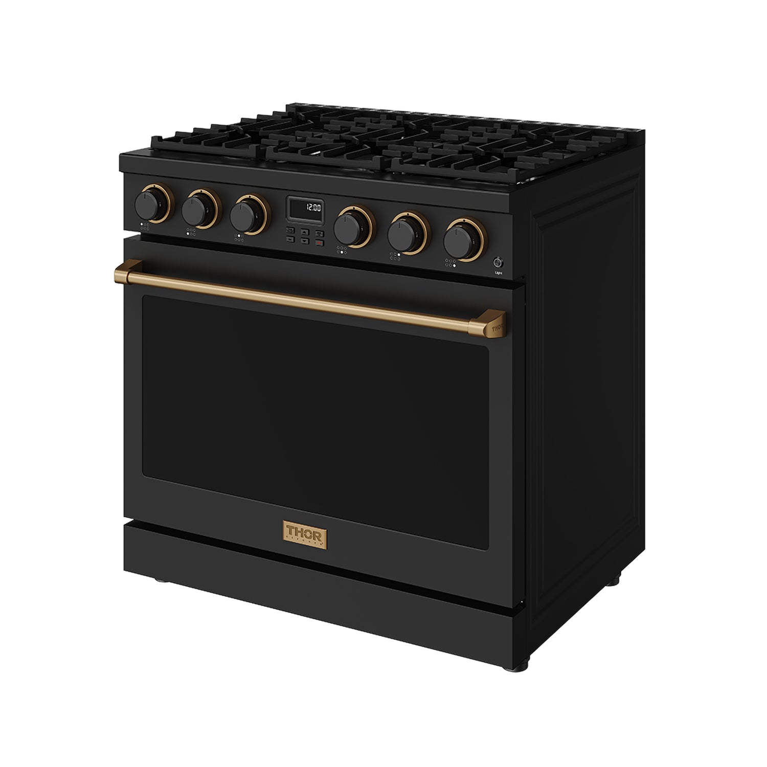 36 Inch Gas Range in Black and Bronze- Contemporary Professional