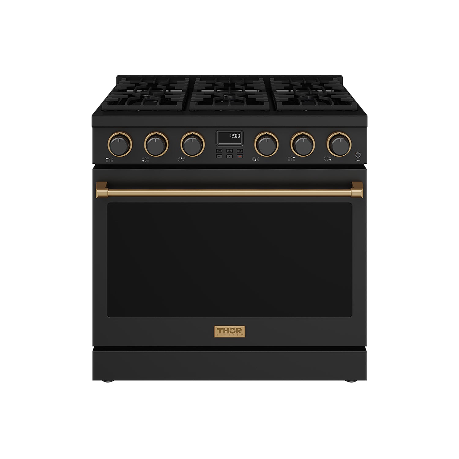 36 Inch Gas Range in Black and Bronze- Contemporary Professional