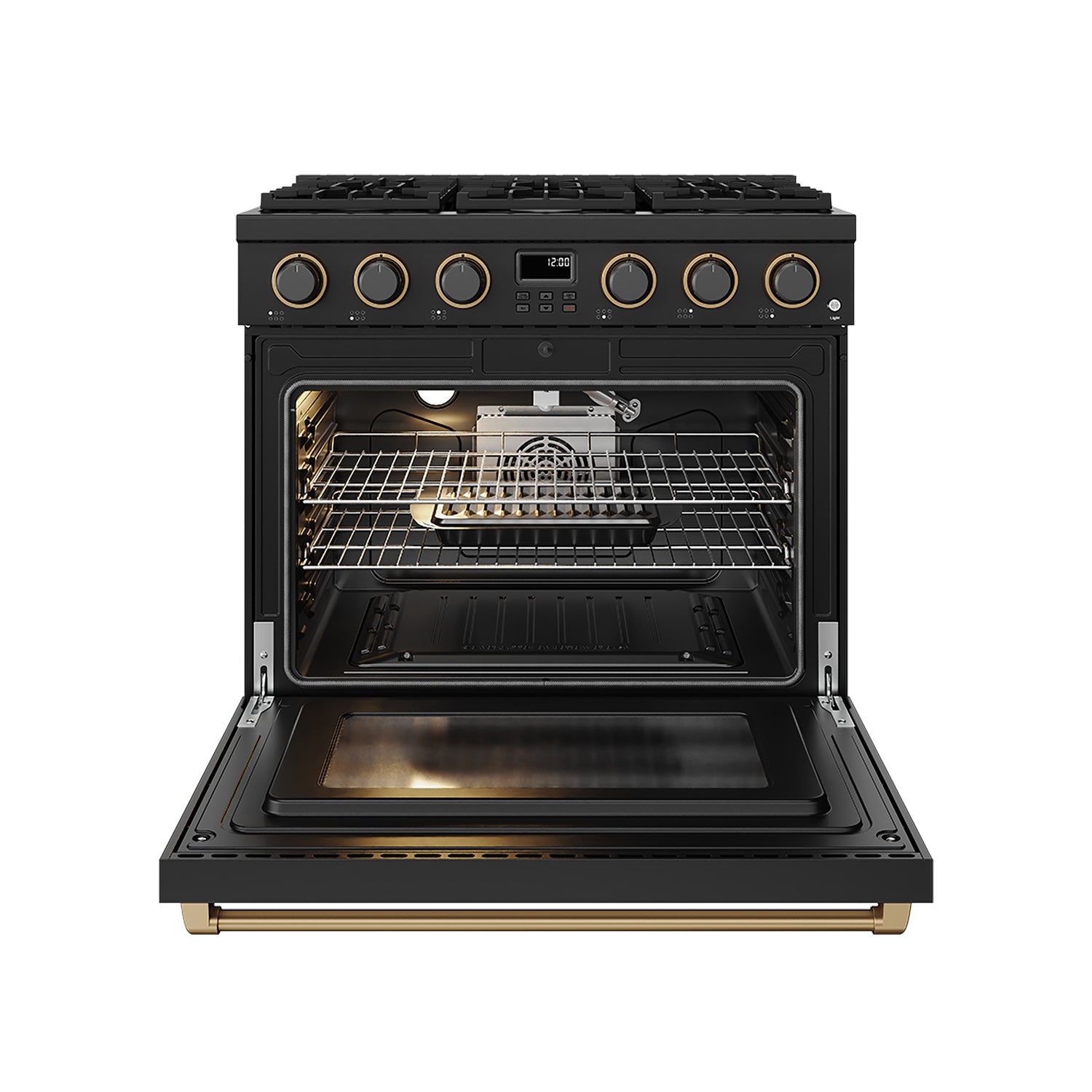 36 Inch Gas Range in Black and Bronze- Contemporary Professional