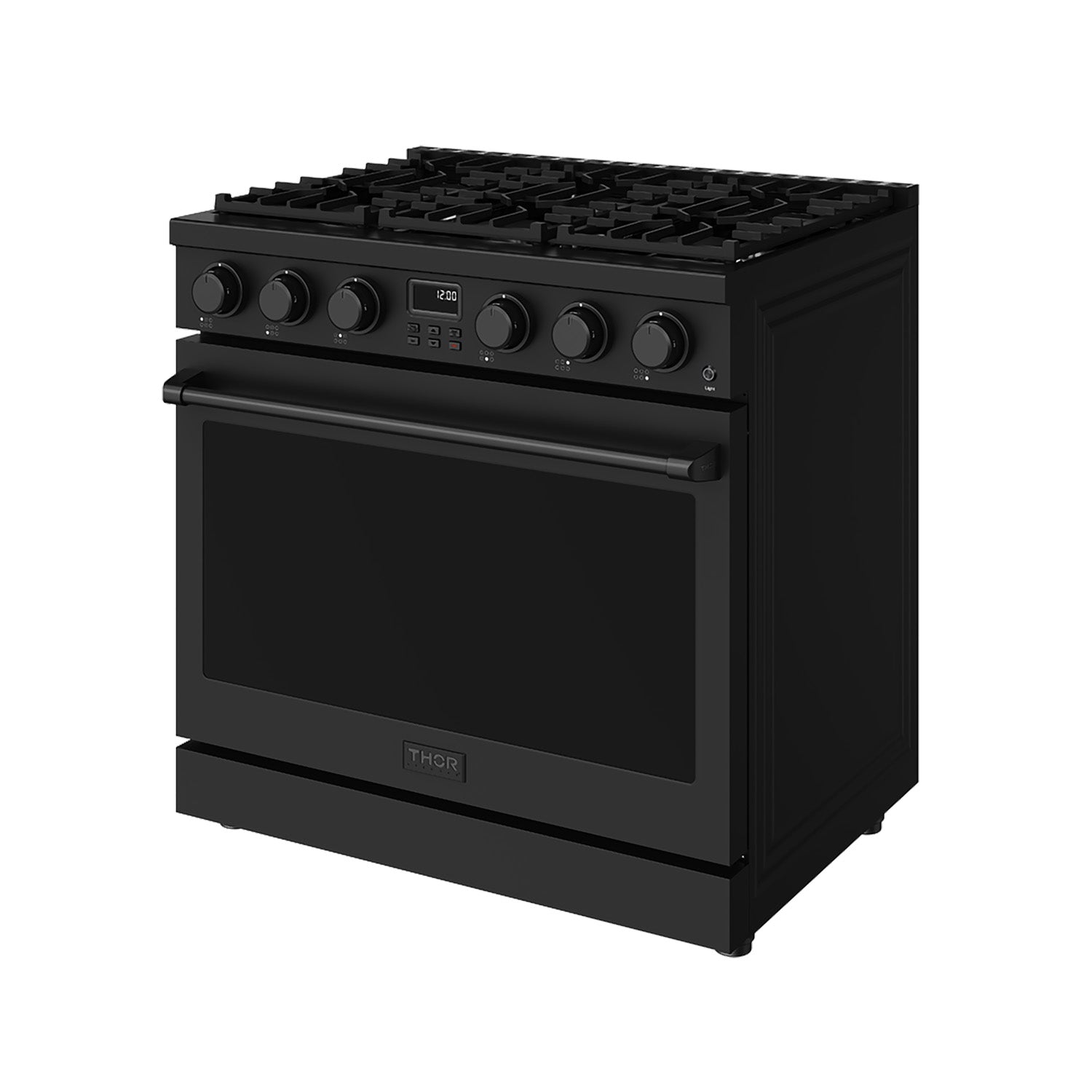 36 Inch Liquid Propane Range in Matte Black - Contemporary Professional