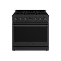 36 Inch Gas Range in Matte Black - Contemporary Professional